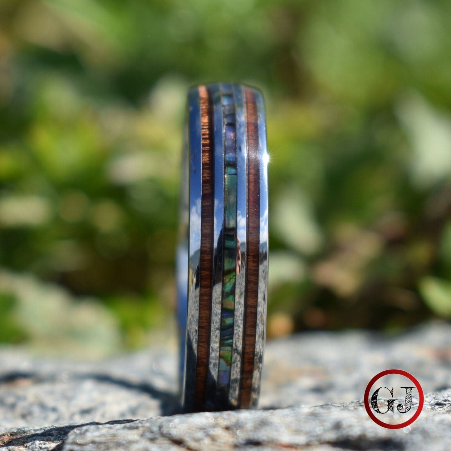 Tungsten 6mm Ring with Koa Wood and Shell Inlay - Tungsten Titans