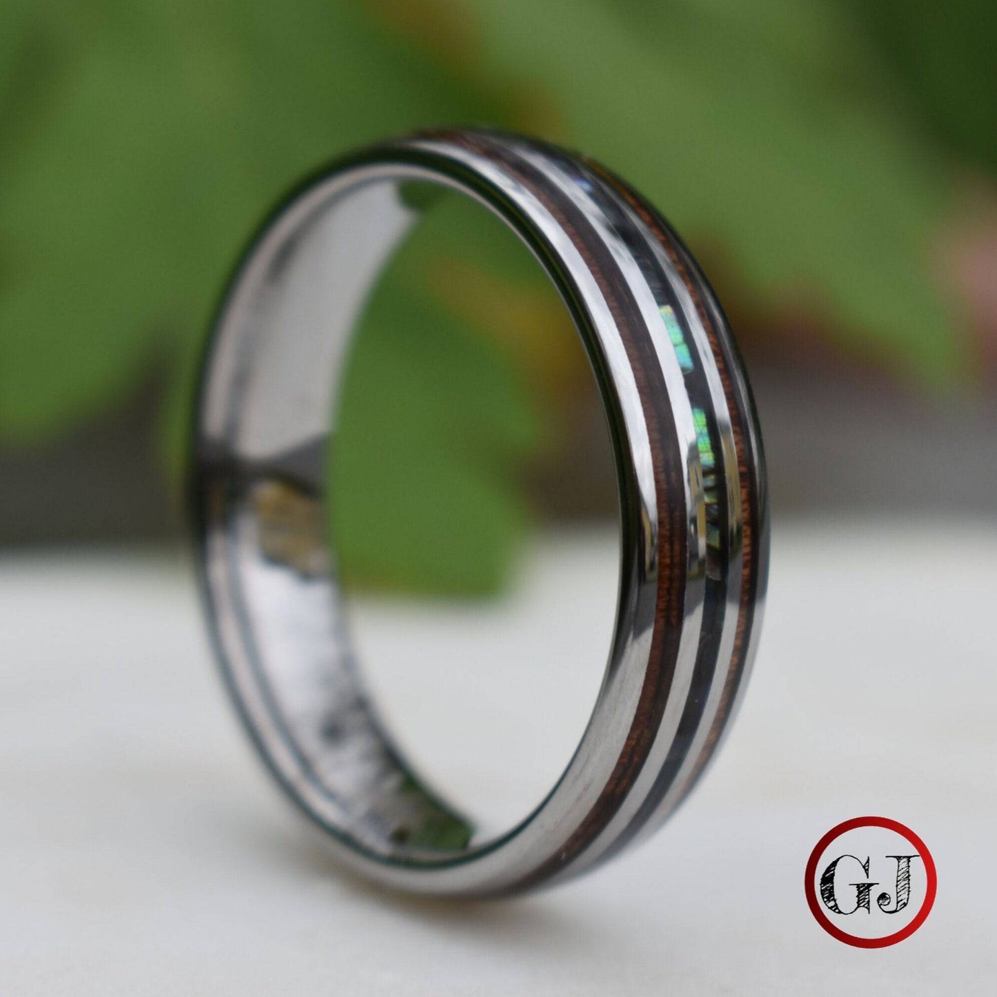 Tungsten 6mm Ring with Koa Wood and Shell Inlay - Tungsten Titans