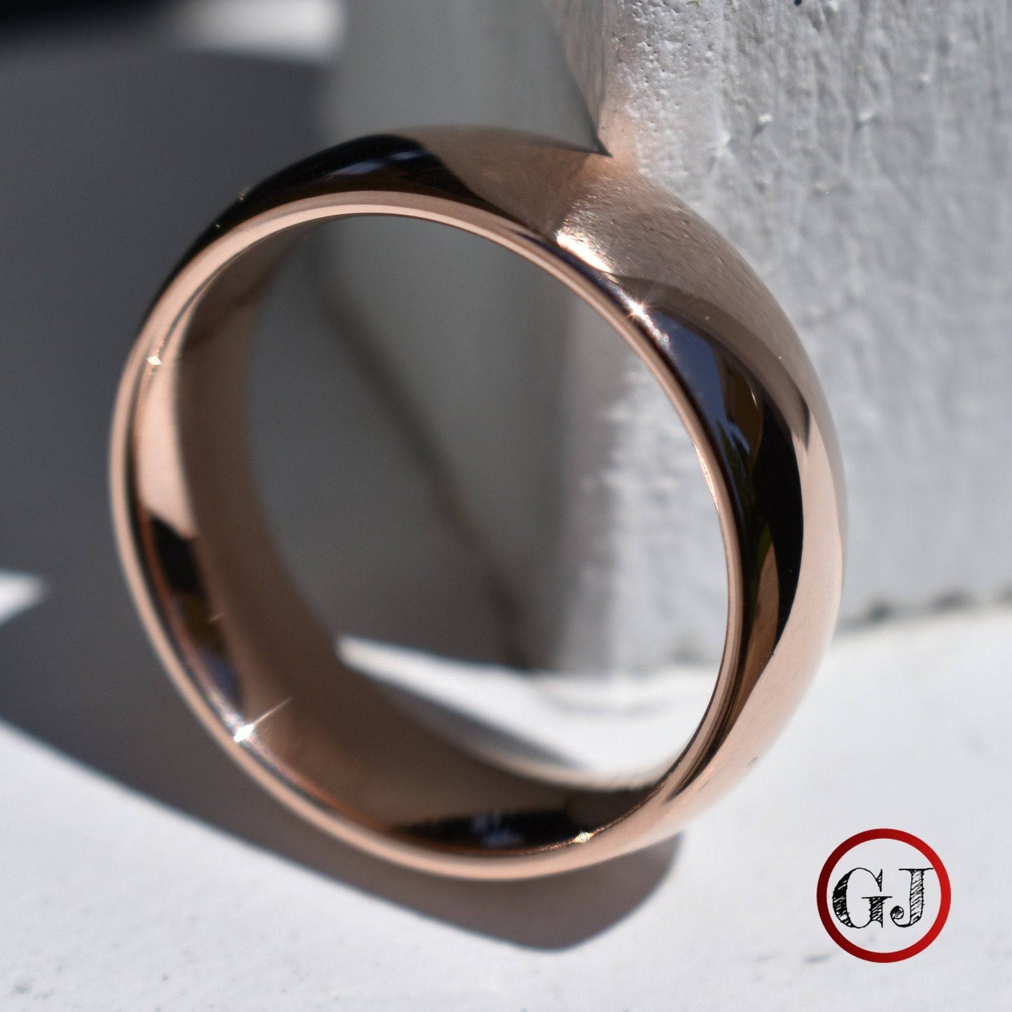 High Polished Rose Gold 8mm Tungsten Ring - Tungsten Titans