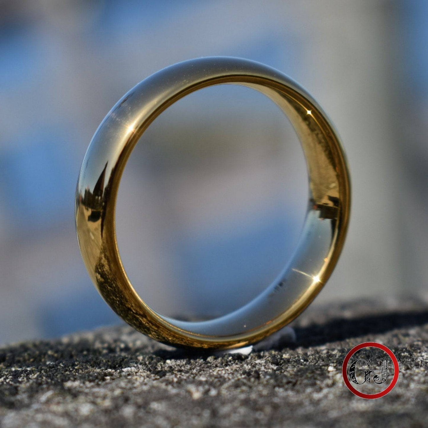 Tungsten Ring 6mm Classic Gold Comfort fit band - Tungsten Titans