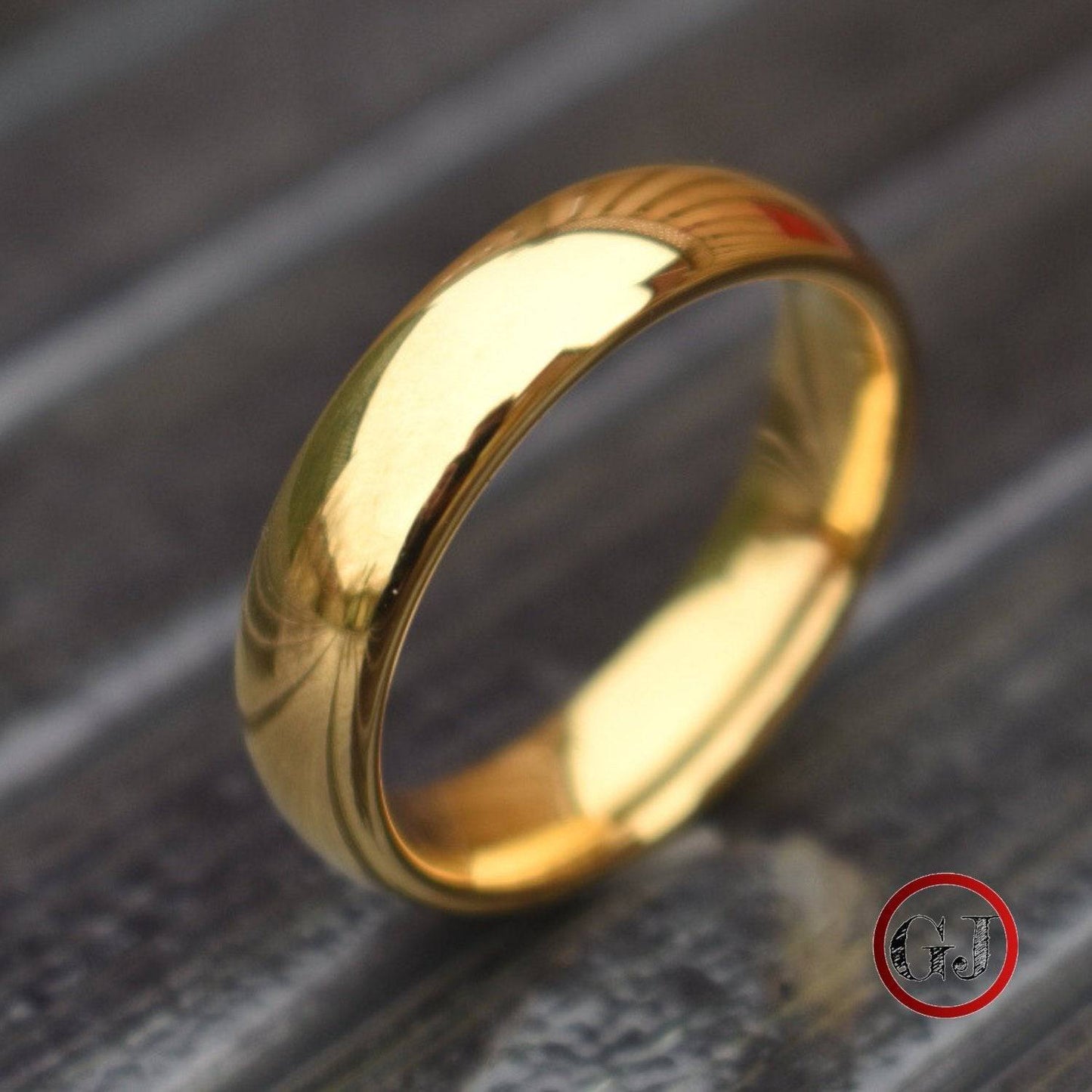 Tungsten Ring 6mm Classic Gold Comfort fit band - Tungsten Titans