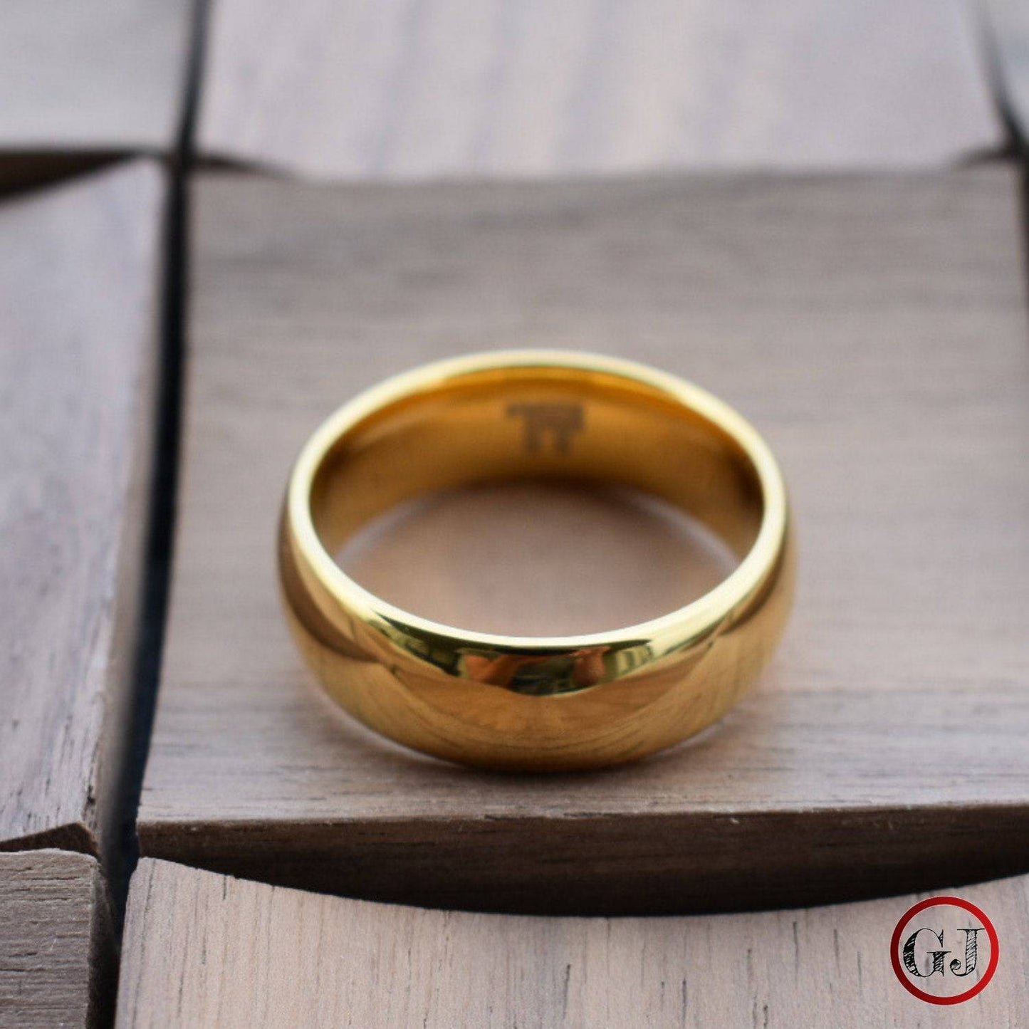 High Polished 8mm Gold Tungsten Ring - Tungsten Titans