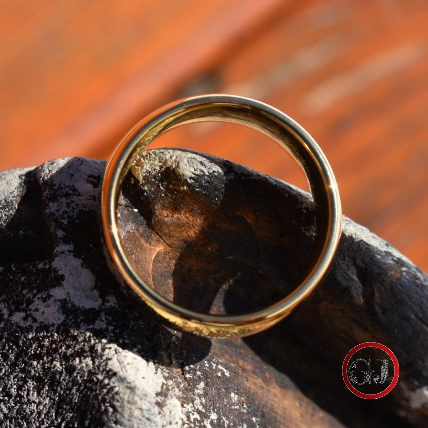 High Polished 8mm Gold Tungsten Ring - Tungsten Titans