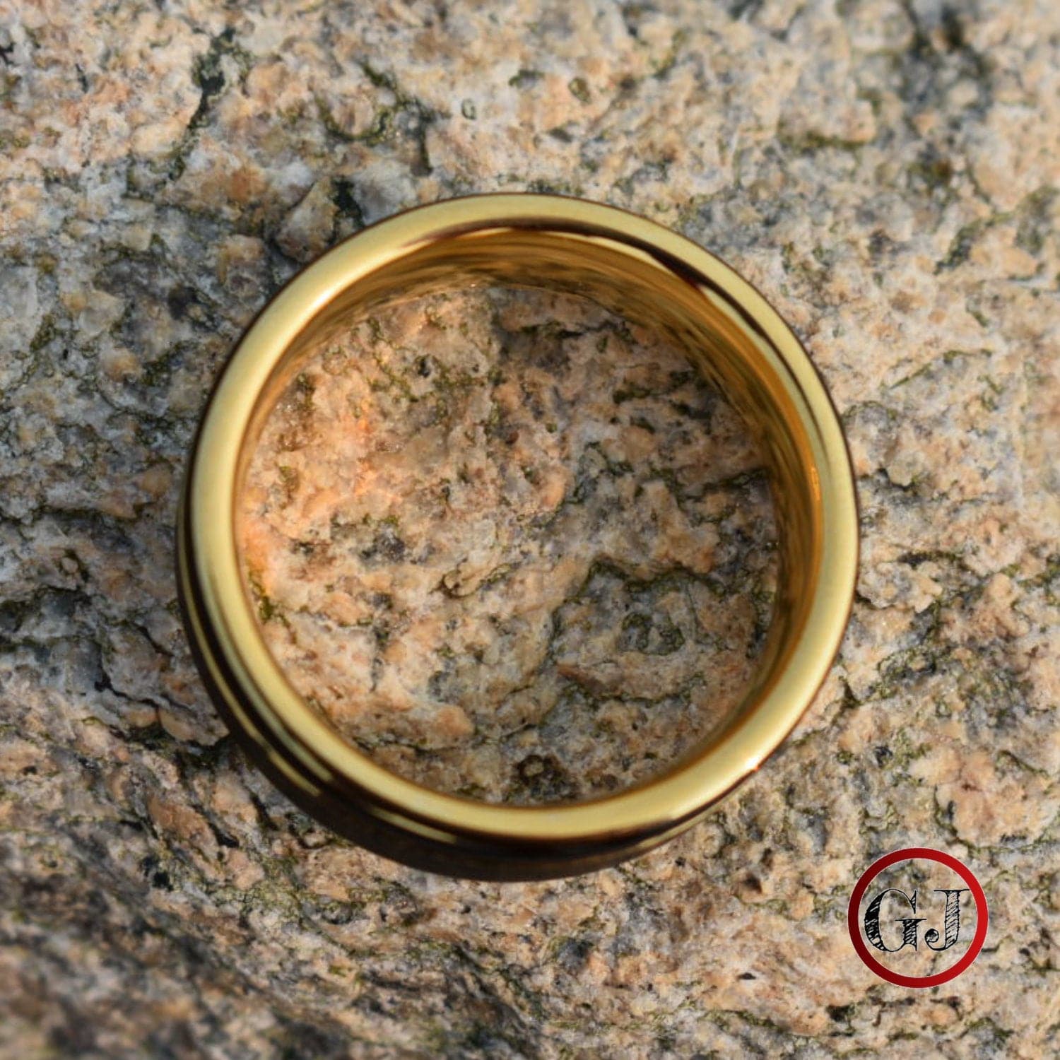 Tungsten 8mm Ring Brushed Black with Gold Accent Stripe - Tungsten Titans