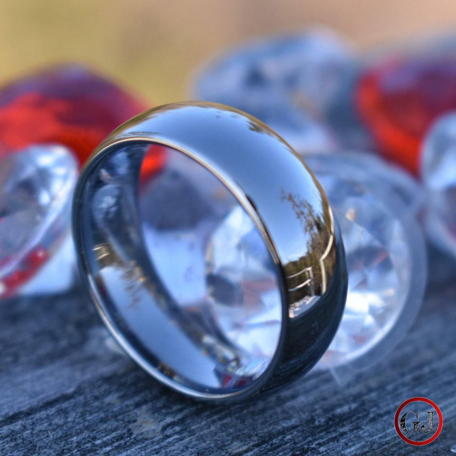 Tungsten 8mm Silver Dome Ring - Tungsten Titans