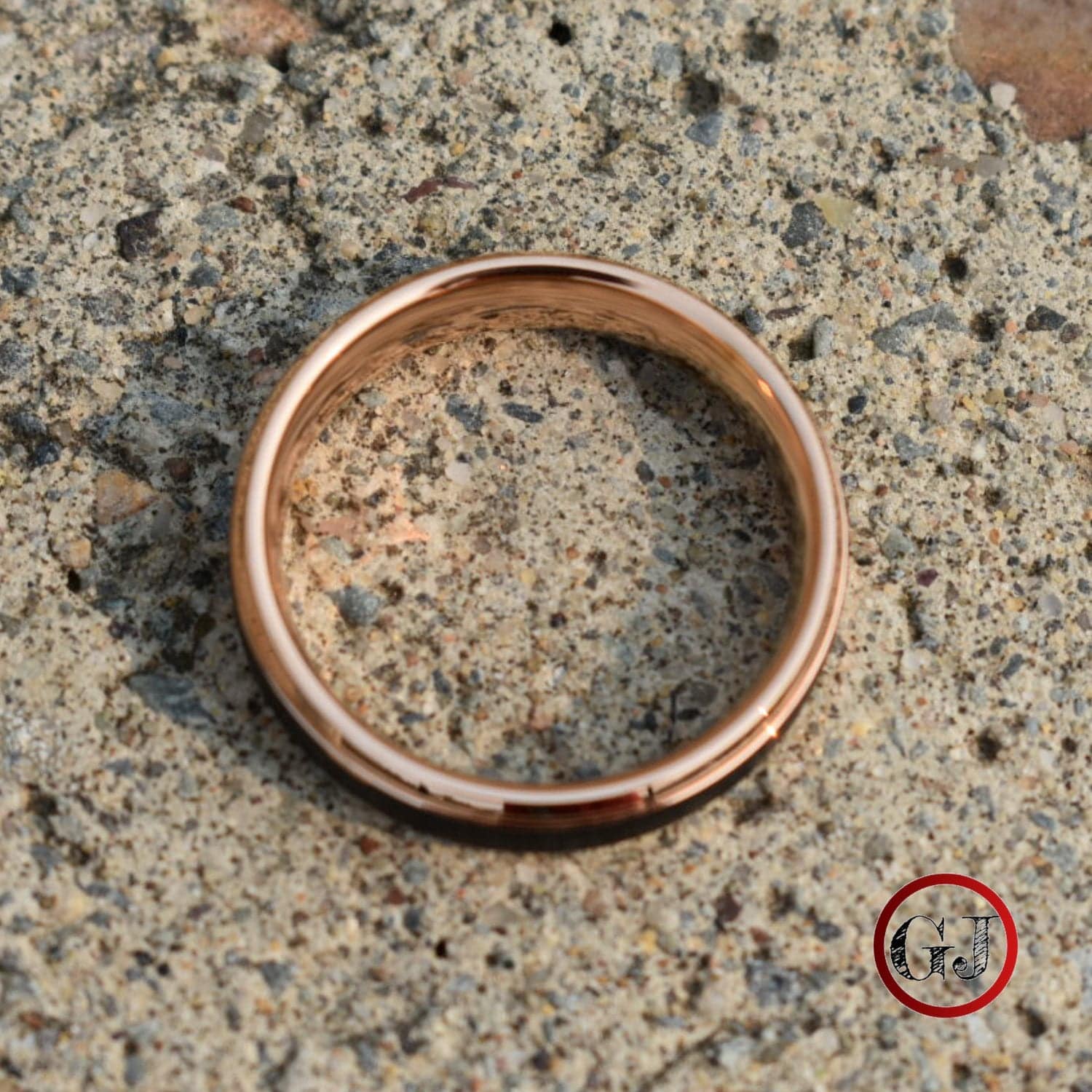 Tungsten Ring Black with Rose Gold Edges and band - Tungsten Titans