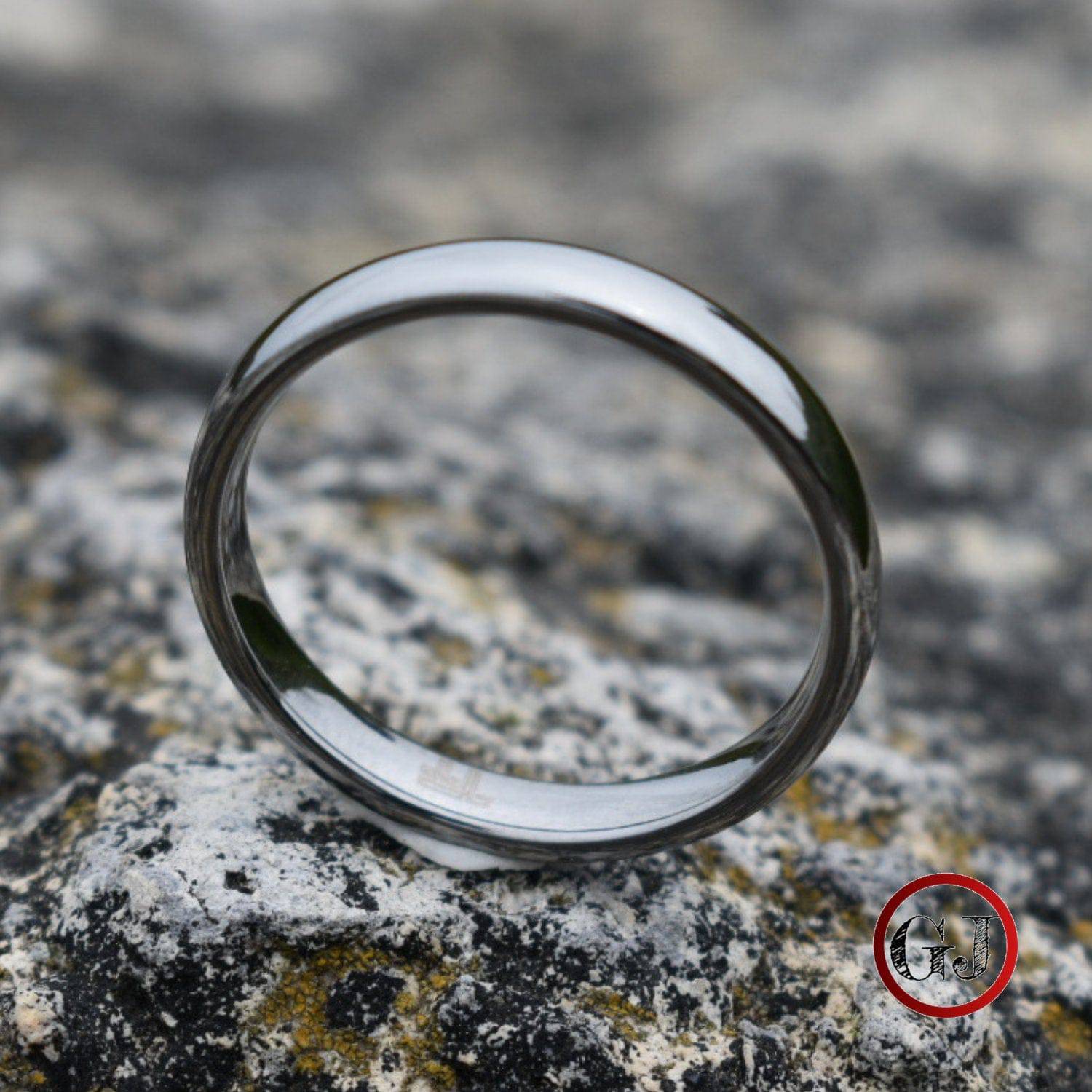 Tungsten Ring 4mm Classic Silver Comfort fit band - Tungsten Titans