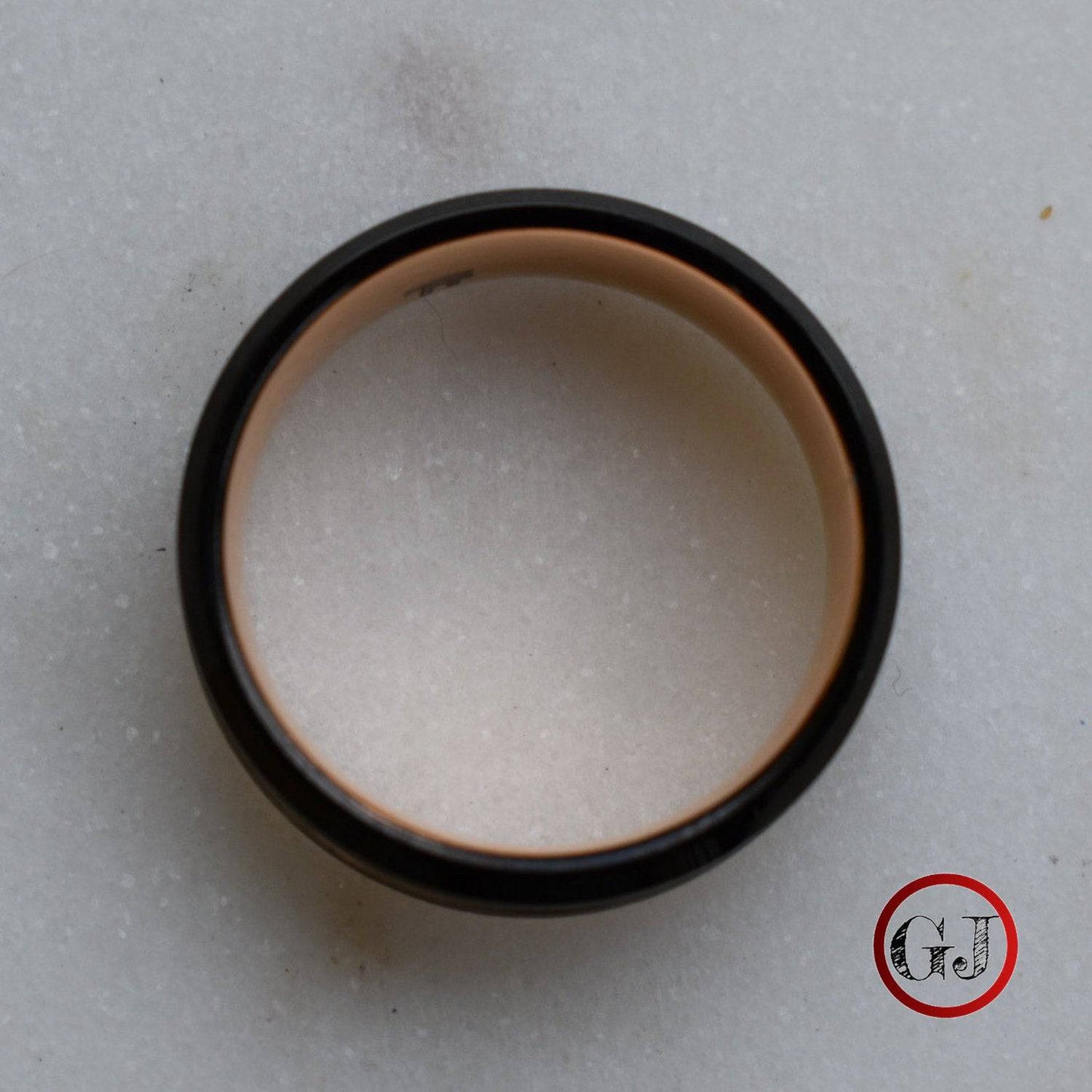 Black 8mm Tungsten Ring with Rose Gold Center Strip - Tungsten Titans