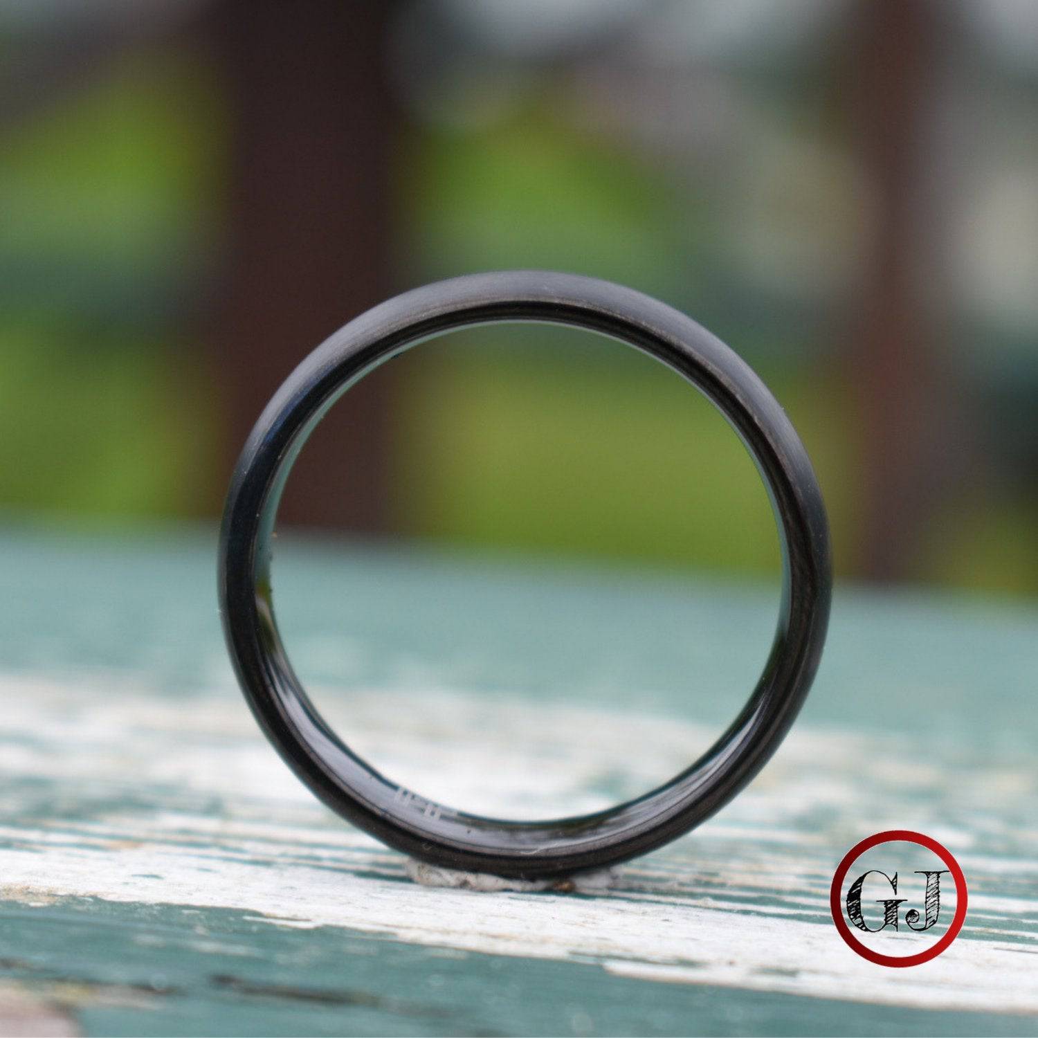 Black Brushed Tungsten 6mm Ring with Black Polished Inner Band - Tungsten Titans