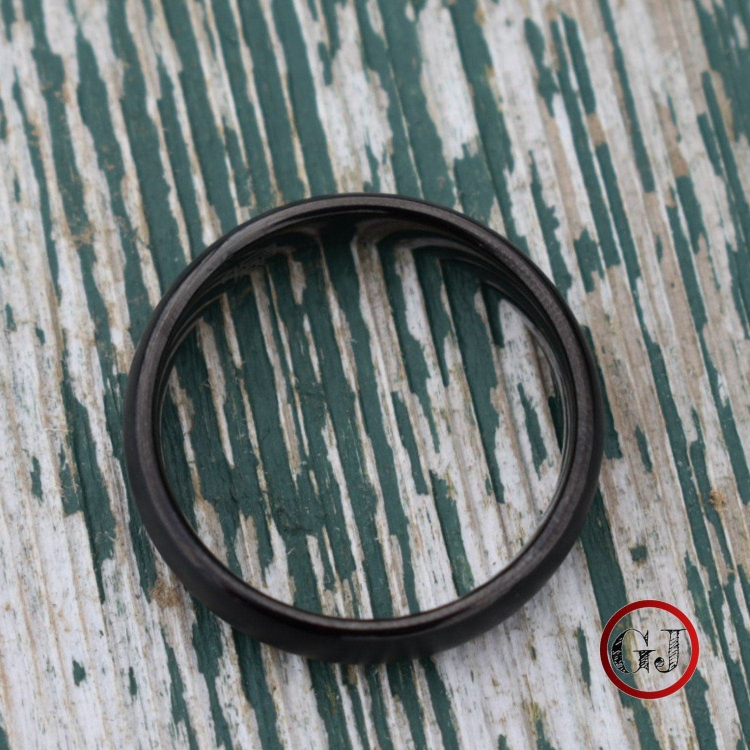 Black Brushed Tungsten 6mm Ring with Black Polished Inner Band - Tungsten Titans