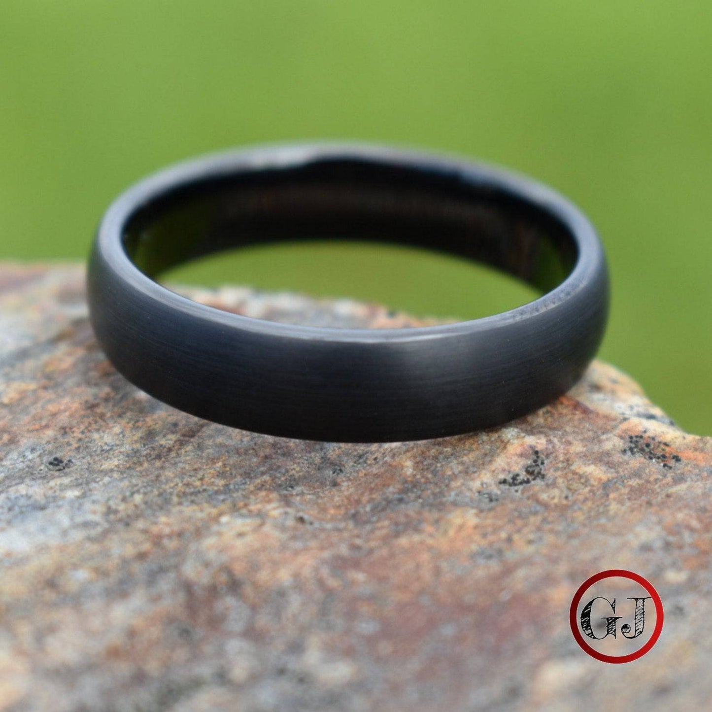 Black Brushed Tungsten 6mm Ring with Black Polished Inner Band - Tungsten Titans