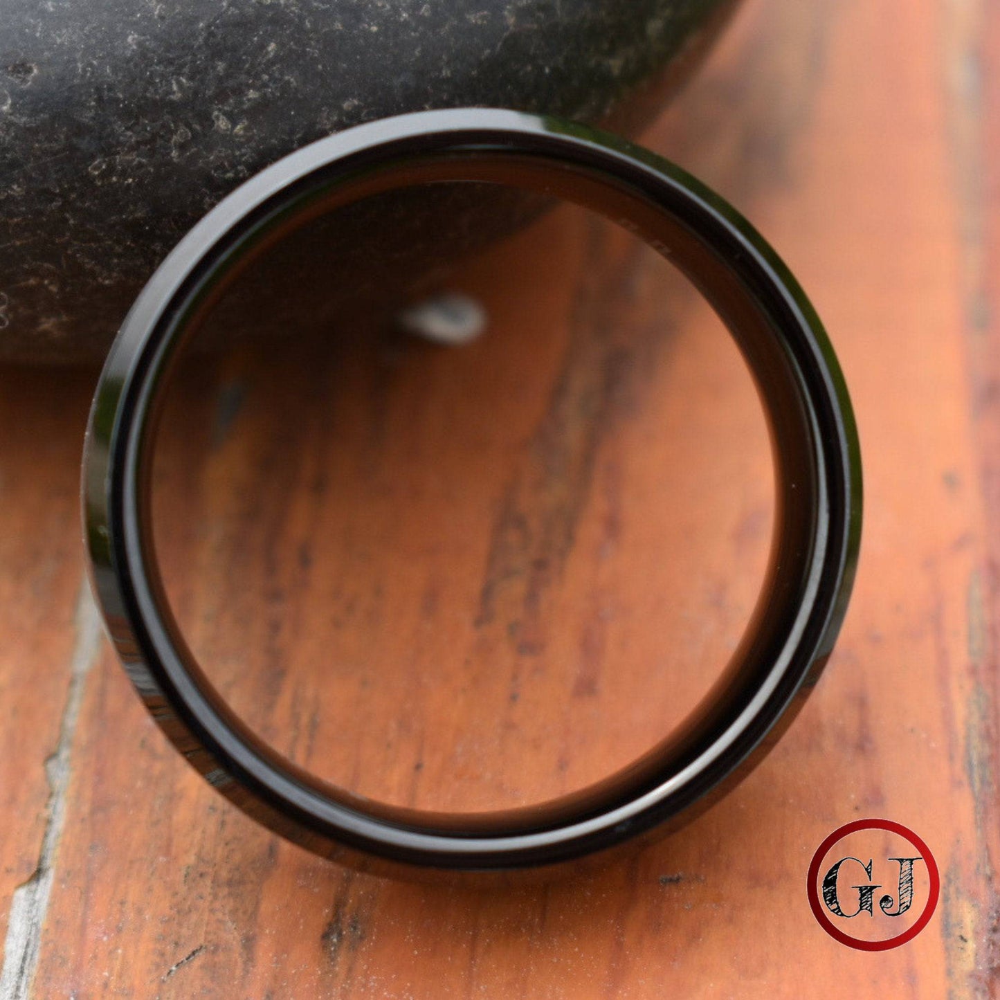 Tungsten Ring Black with Brushed Silver Center - Tungsten Titans