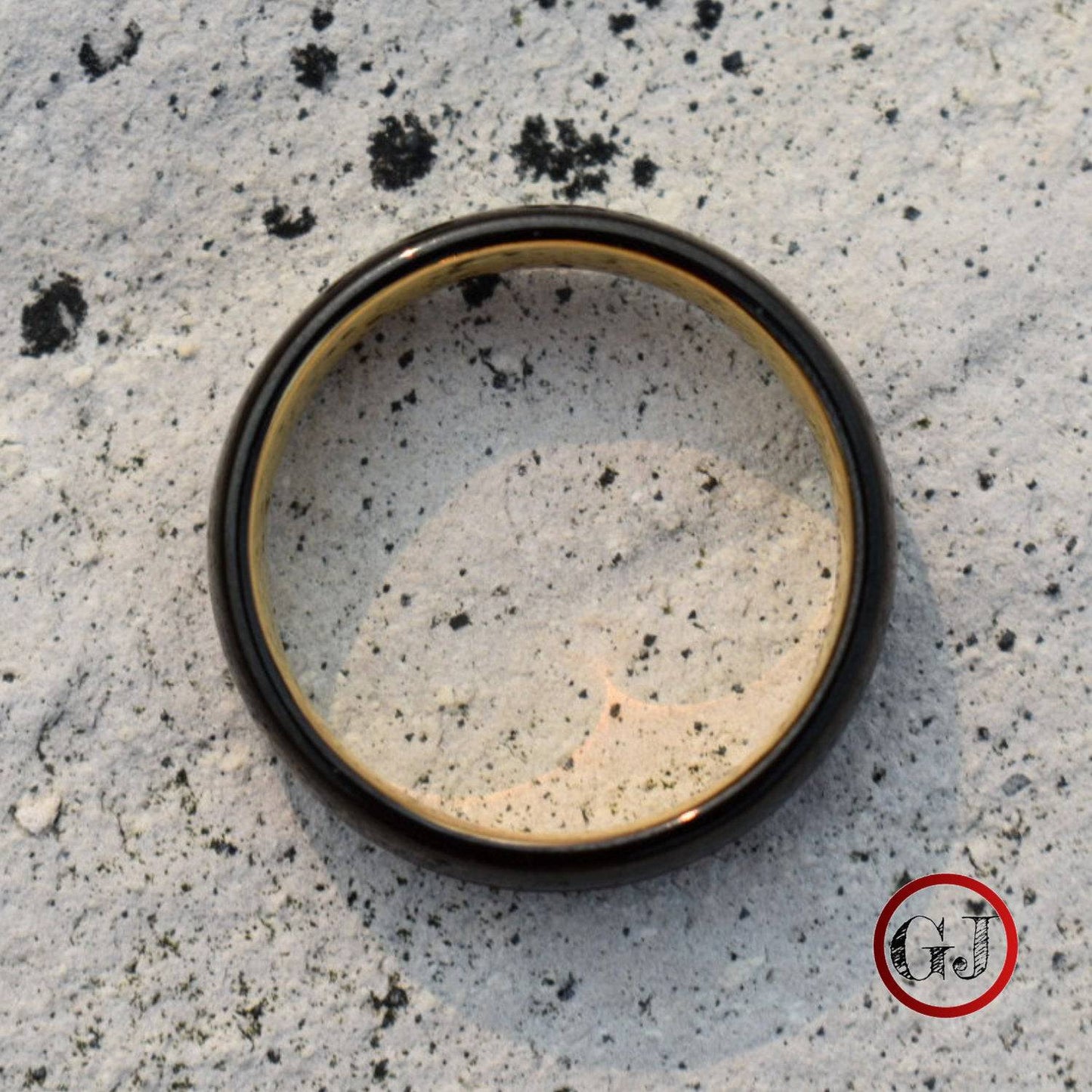 Tungsten 6mm Ring Black with Gold Center Stripe - Tungsten Titans