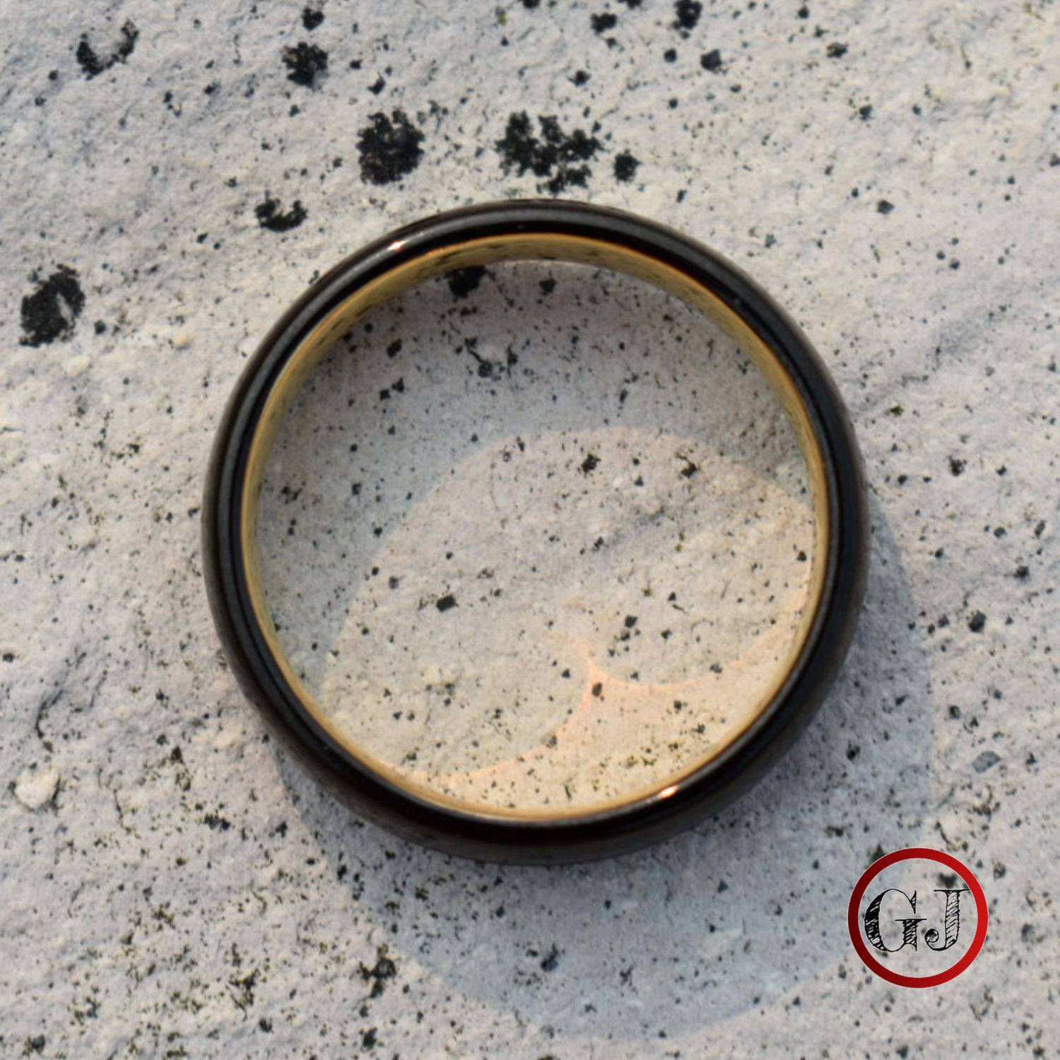 Tungsten 6mm Ring Black with Gold Center Stripe - Tungsten Titans