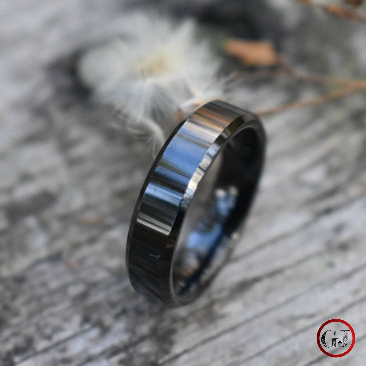 Black 6mm High Polished Tungsten Ring - Tungsten Titans