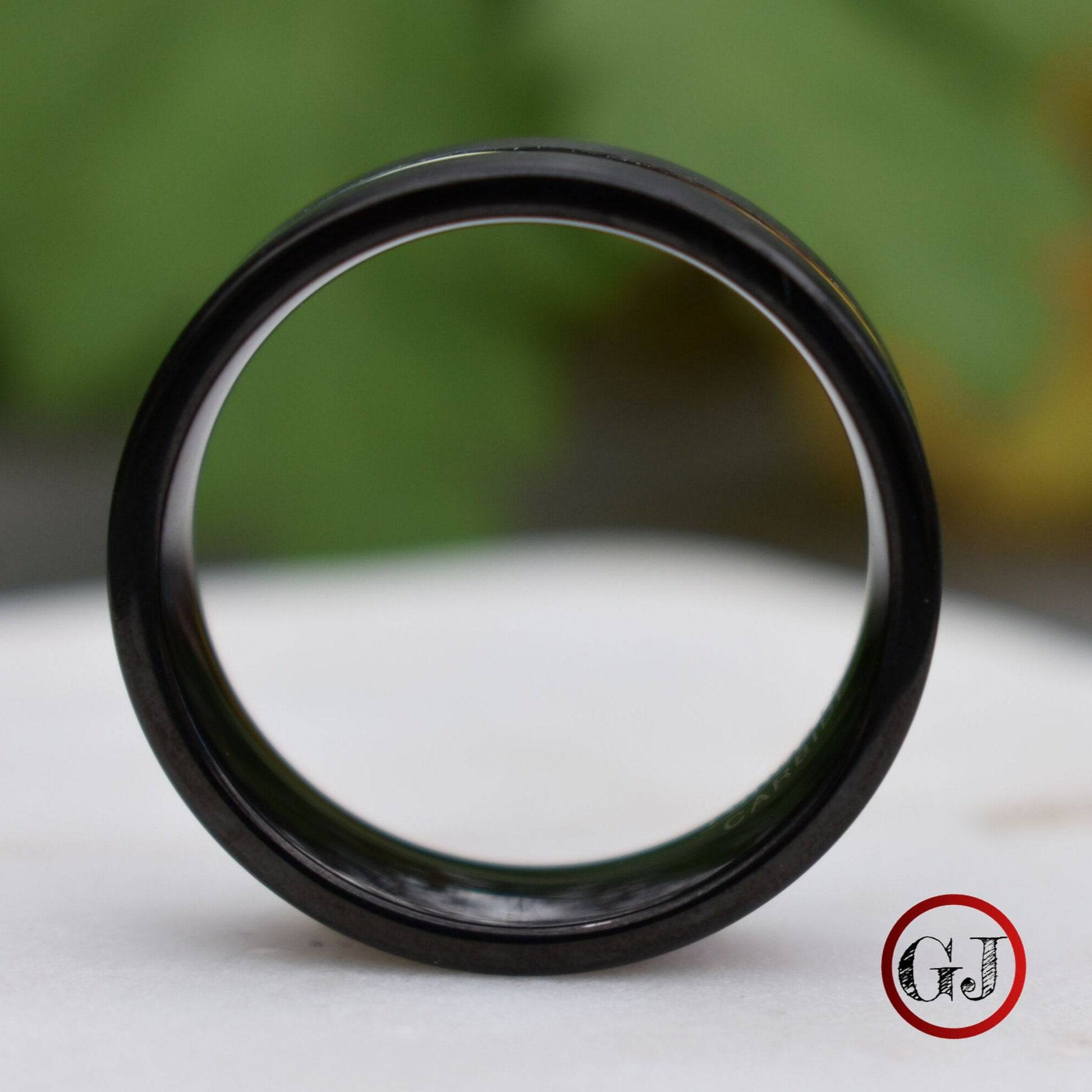 Tungsten 8mm Ring Black with Rainbow Center - Tungsten Titans
