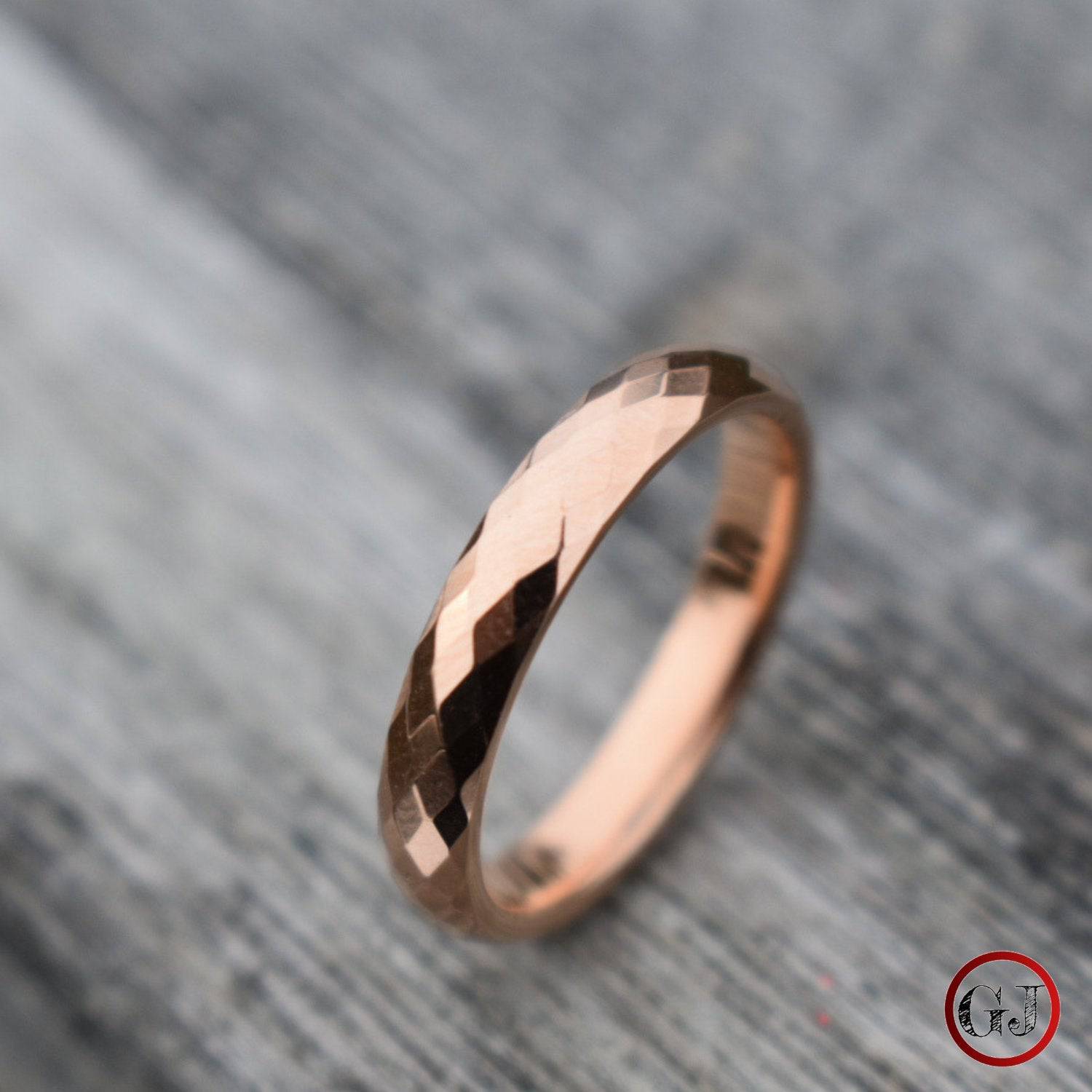 Tungsten Diamond Facet Rose Gold 3.5mm Ring - Tungsten Titans
