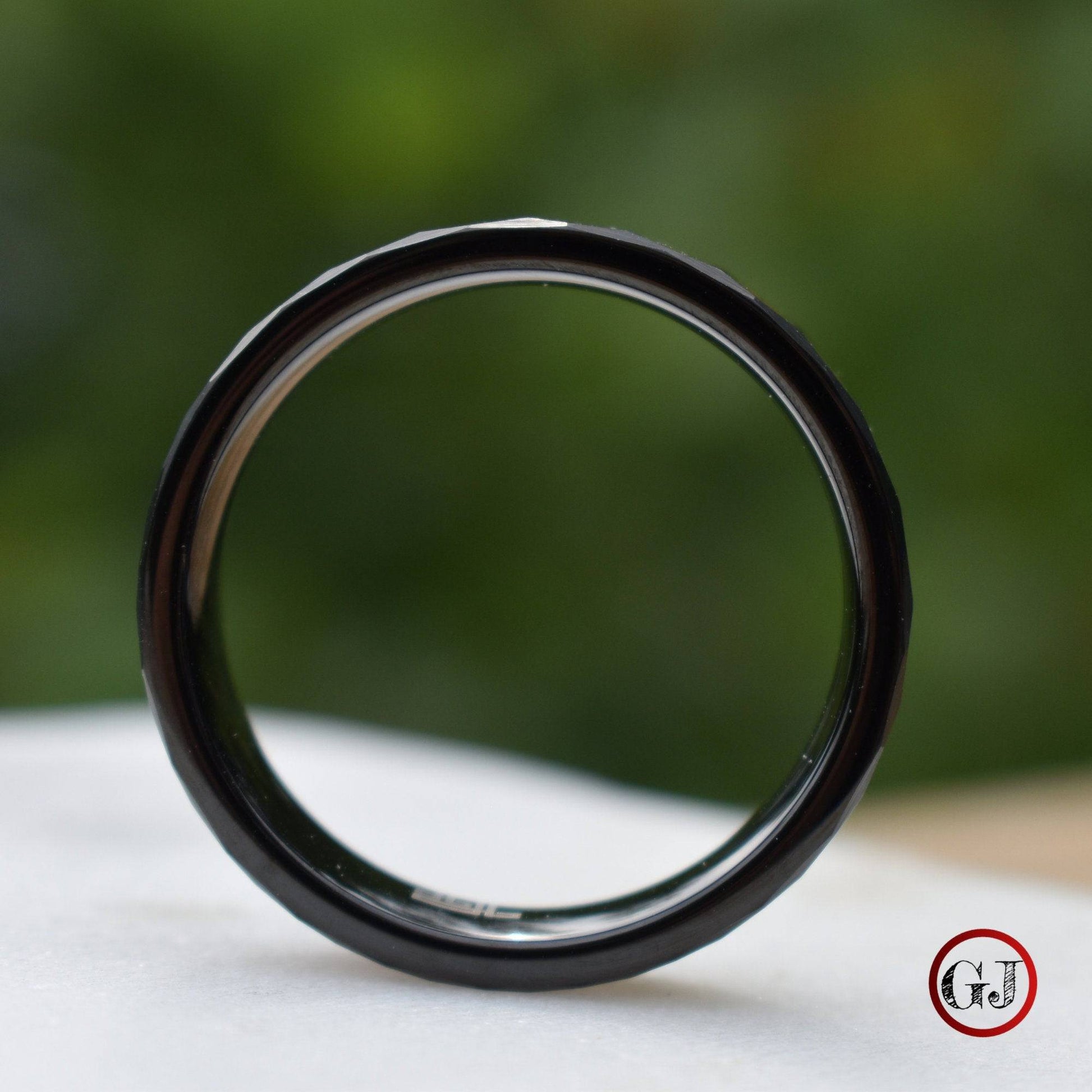 Tungsten 8mm Hammered Ring with Antler and Whiskey Barrel - Tungsten Titans