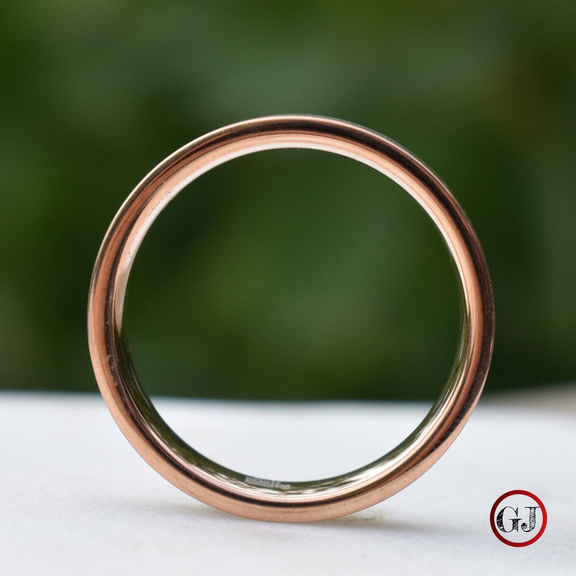 Tungsten Rose Gold 6mm Ring Black Druzy Quartz Wedding Band, Mens Ring, Mens Wedding Band - Tungsten Titans