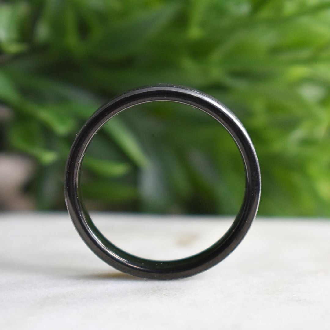 Tungsten Ring 6mm Black and Silver Brushed with Polished Black Accent - Tungsten Titans