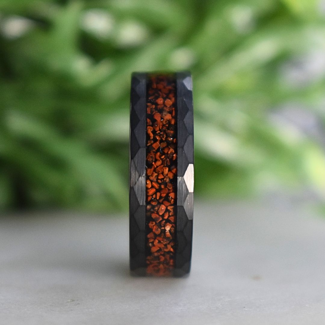 Tungsten Red Dinosaur Bone Ring - Tungsten Titans