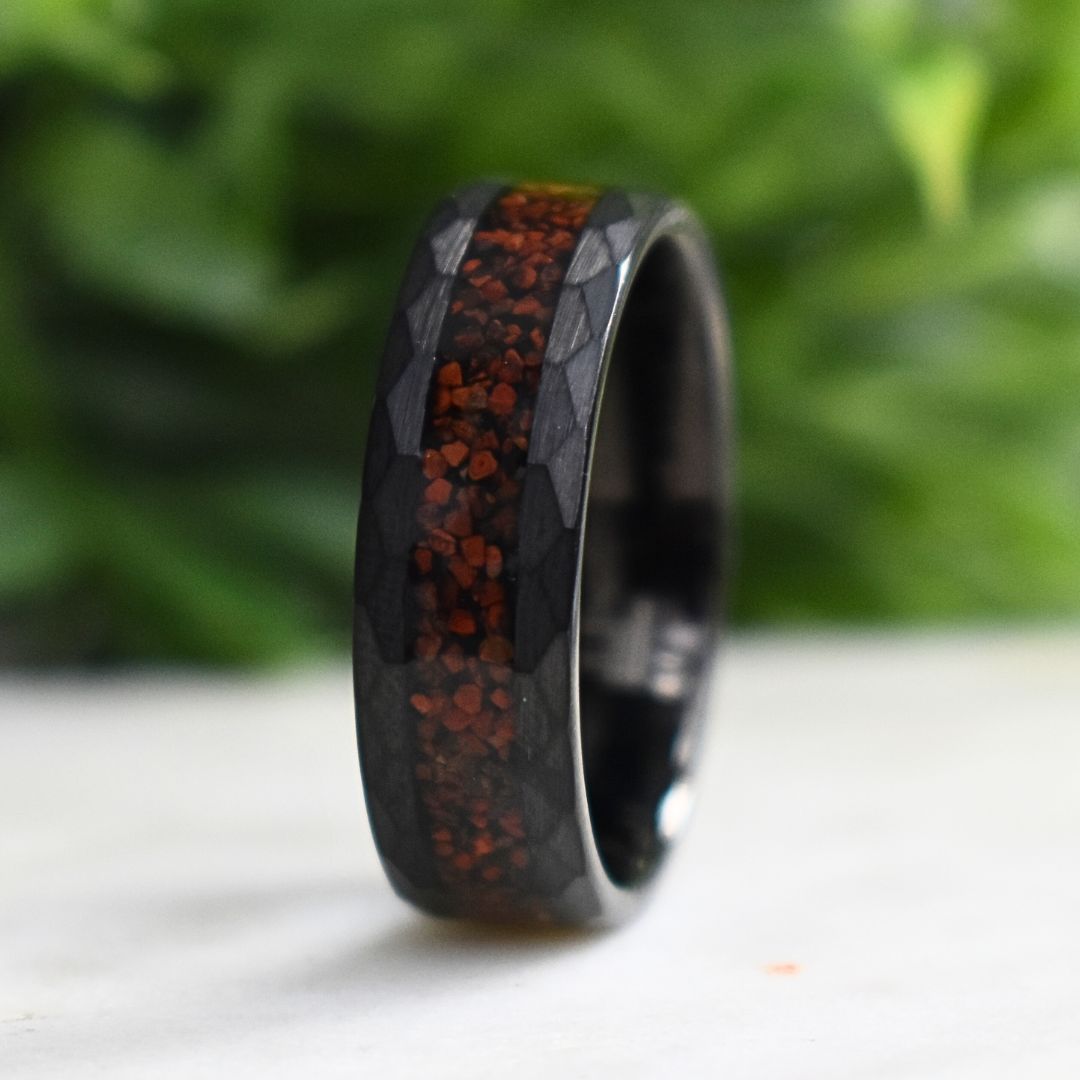 Tungsten Red Dinosaur Bone Ring - Tungsten Titans