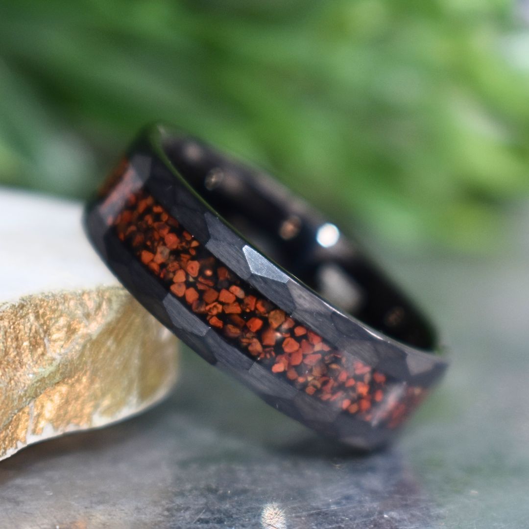 Tungsten Red Dinosaur Bone Ring - Tungsten Titans