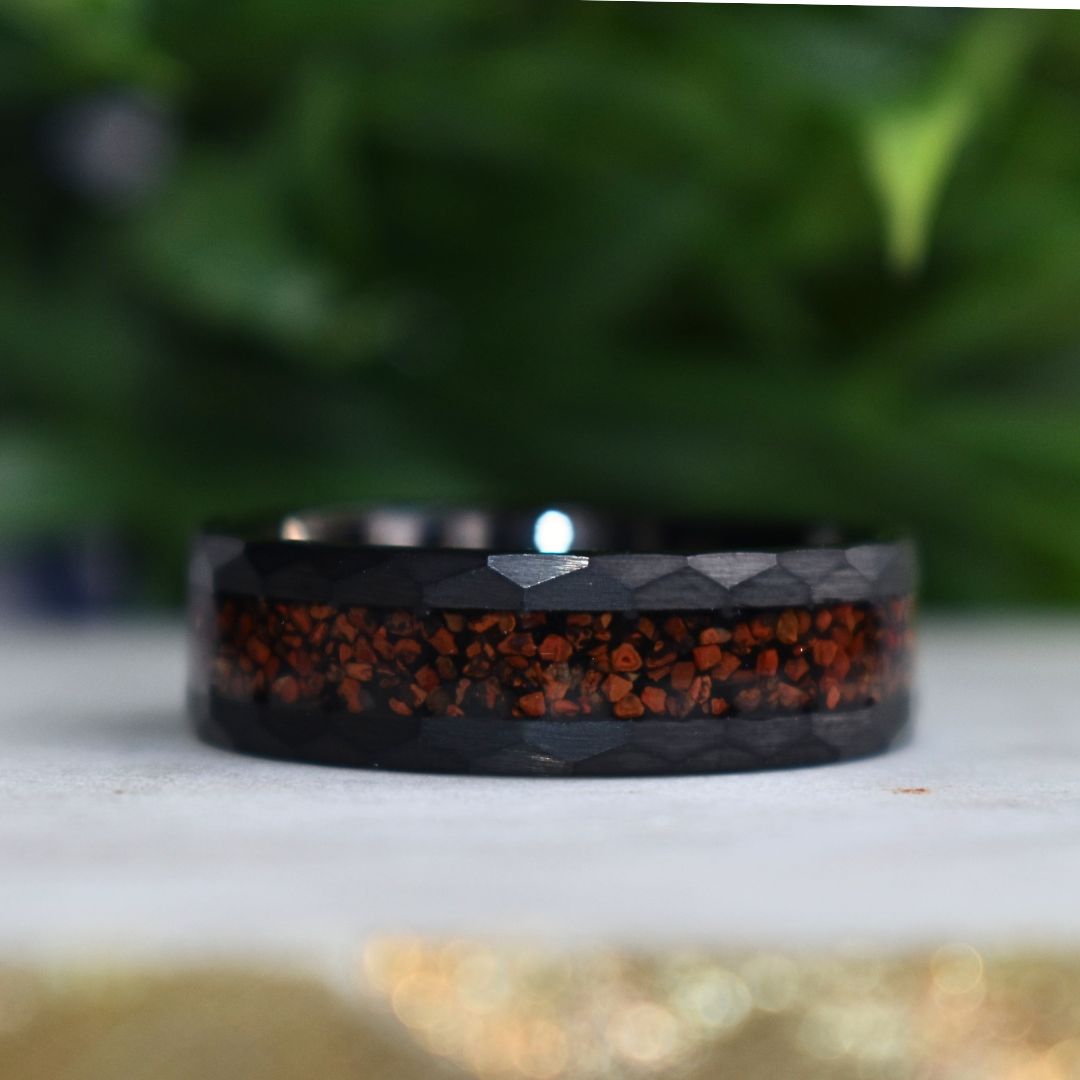 Tungsten Red Dinosaur Bone Ring - Tungsten Titans