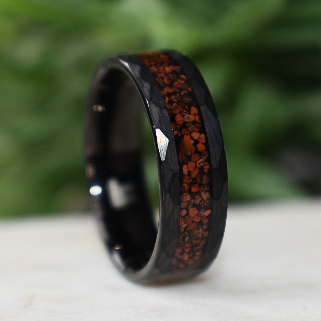 Tungsten Red Dinosaur Bone Ring - Tungsten Titans