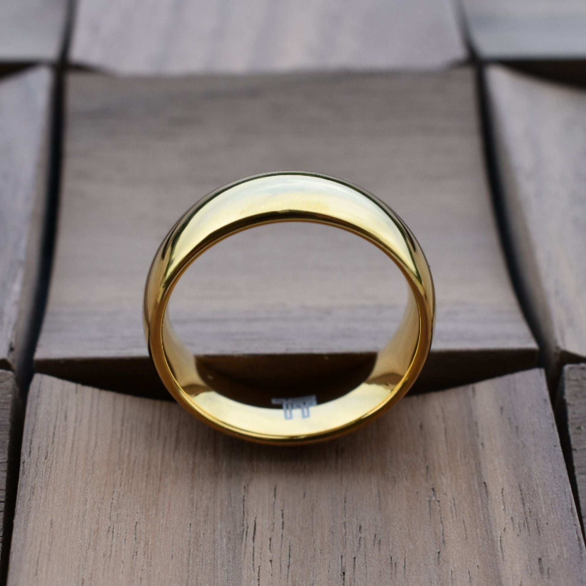 High Polished 8mm Gold Tungsten Ring - Tungsten Titans