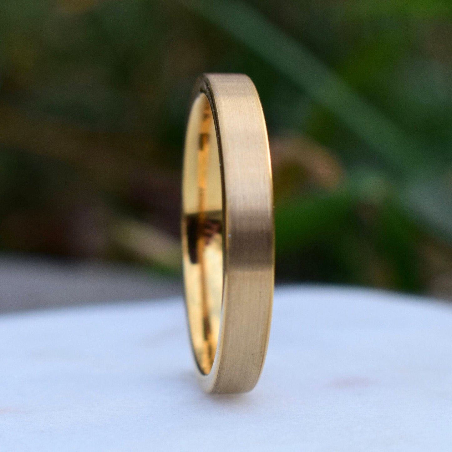 Tungsten Ring 4mm Brushed Gold Comfort fit band - Tungsten Titans