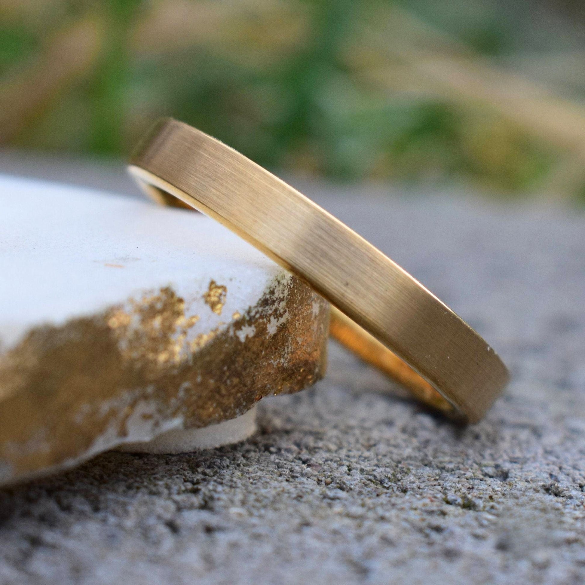 Tungsten Ring 4mm Brushed Gold Comfort fit band - Tungsten Titans