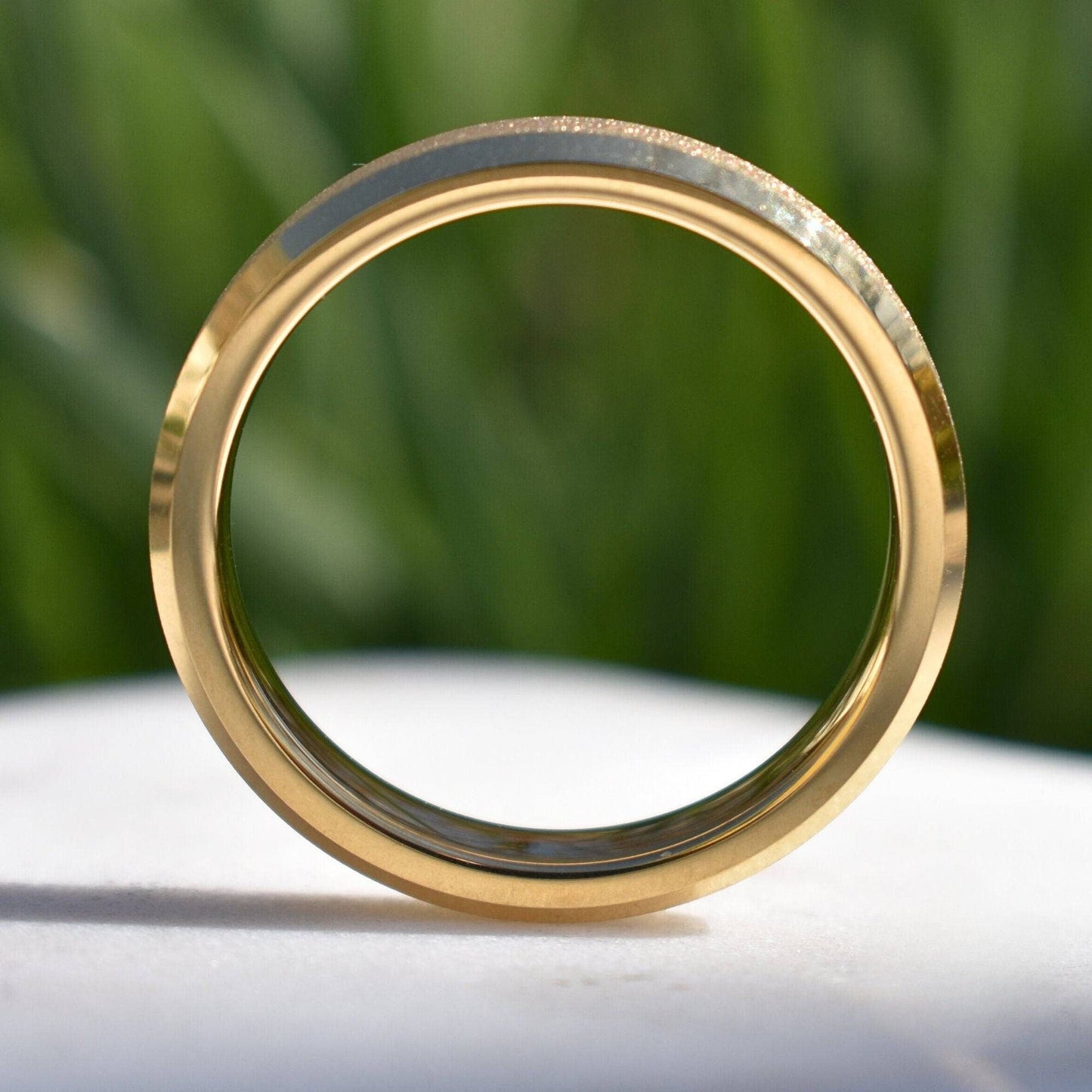 Tungsten 4mm Ring Gold Sandblasted Wedding Band - Tungsten Titans