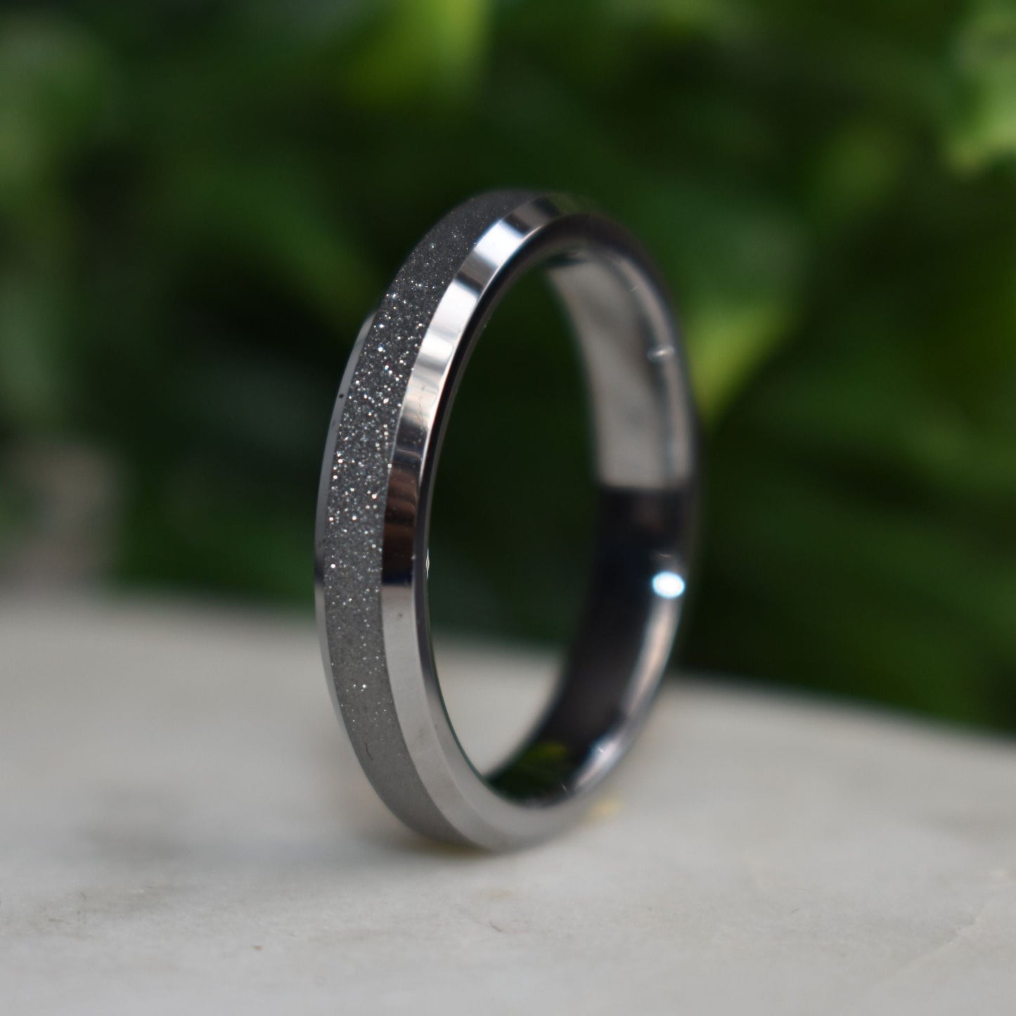 Tungsten 4mm Ring Silver Sandblasted Wedding Band - Tungsten Titans