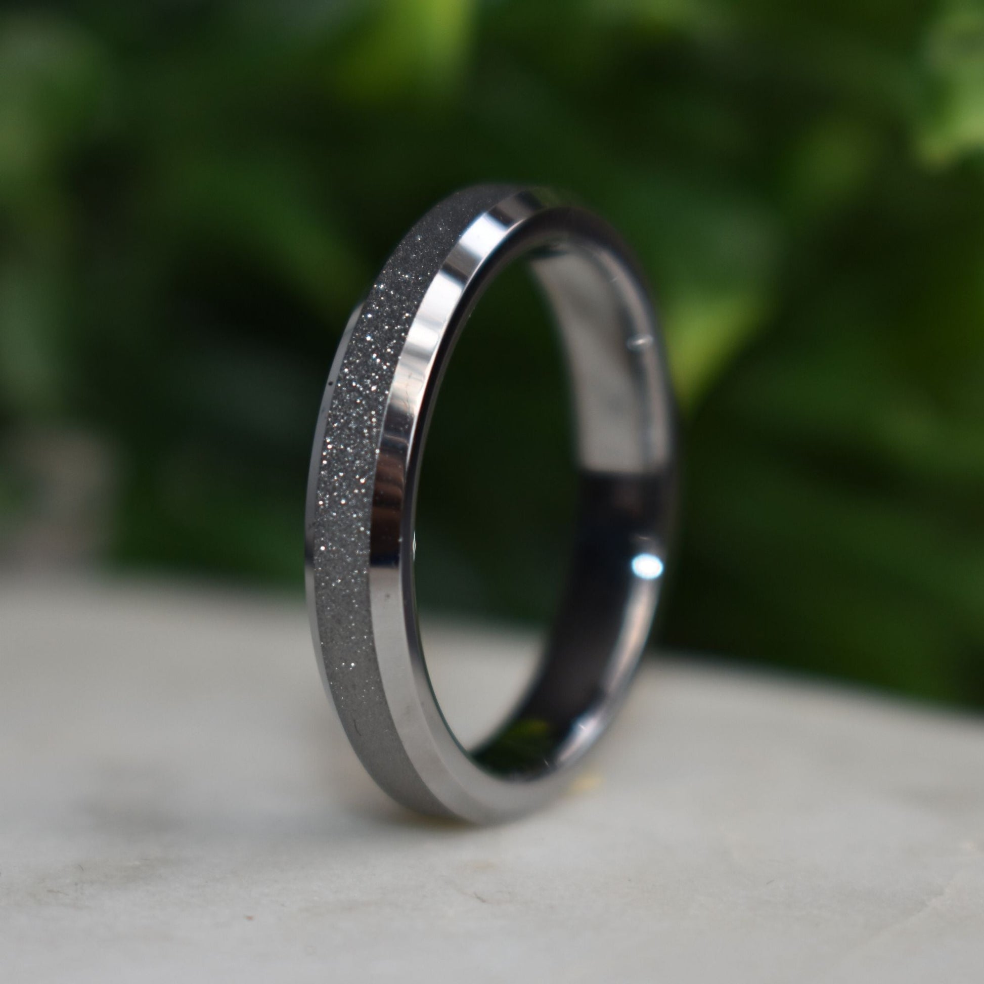 Tungsten 4mm Ring Silver Sandblasted Wedding Band - Tungsten Titans