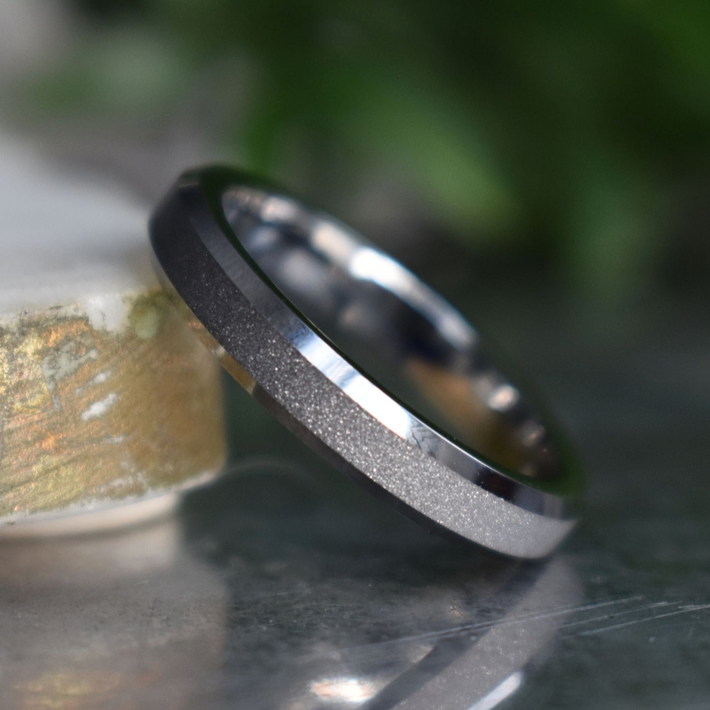 Tungsten 4mm Ring Silver Sandblasted Wedding Band - Tungsten Titans