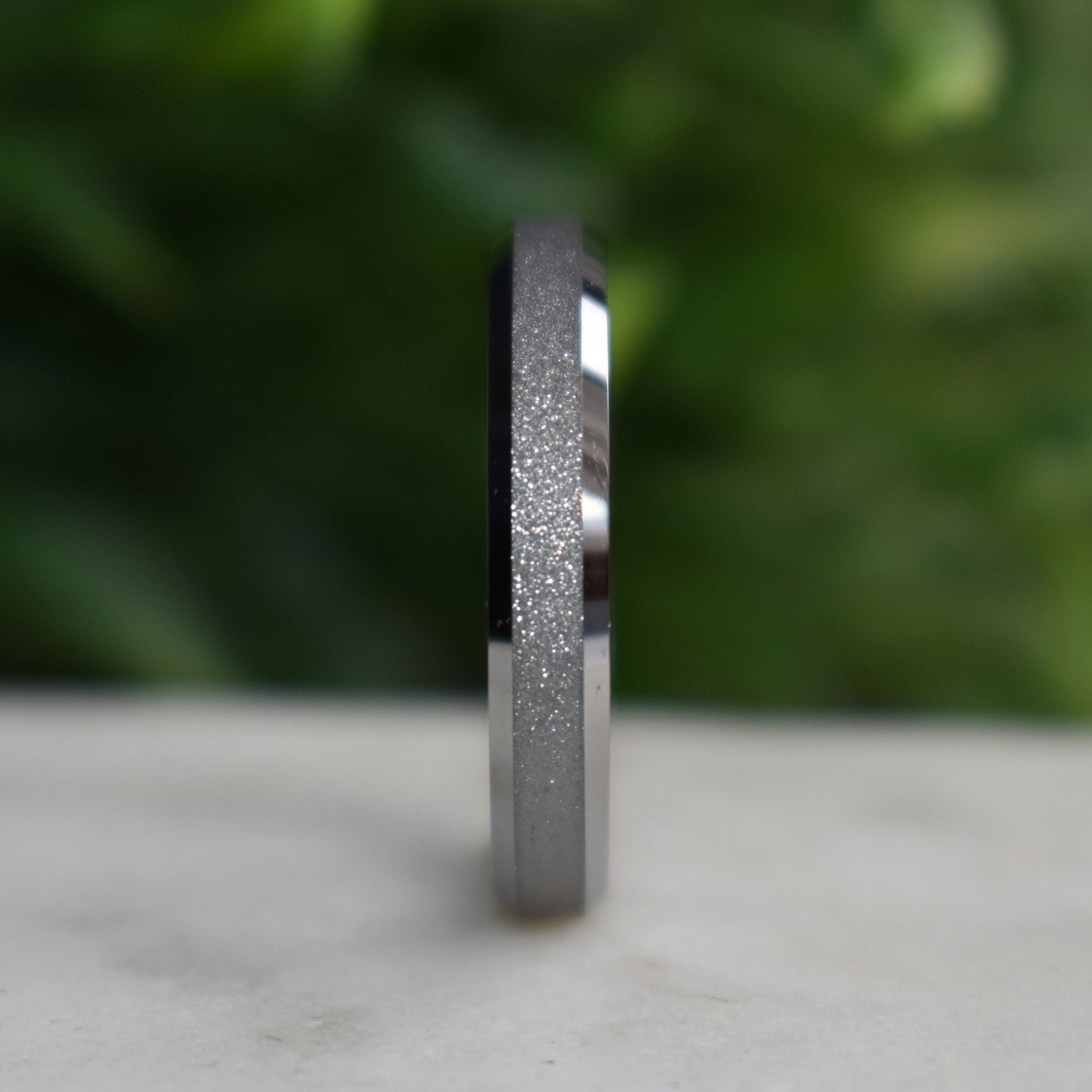 Tungsten 4mm Ring Silver Sandblasted Wedding Band - Tungsten Titans