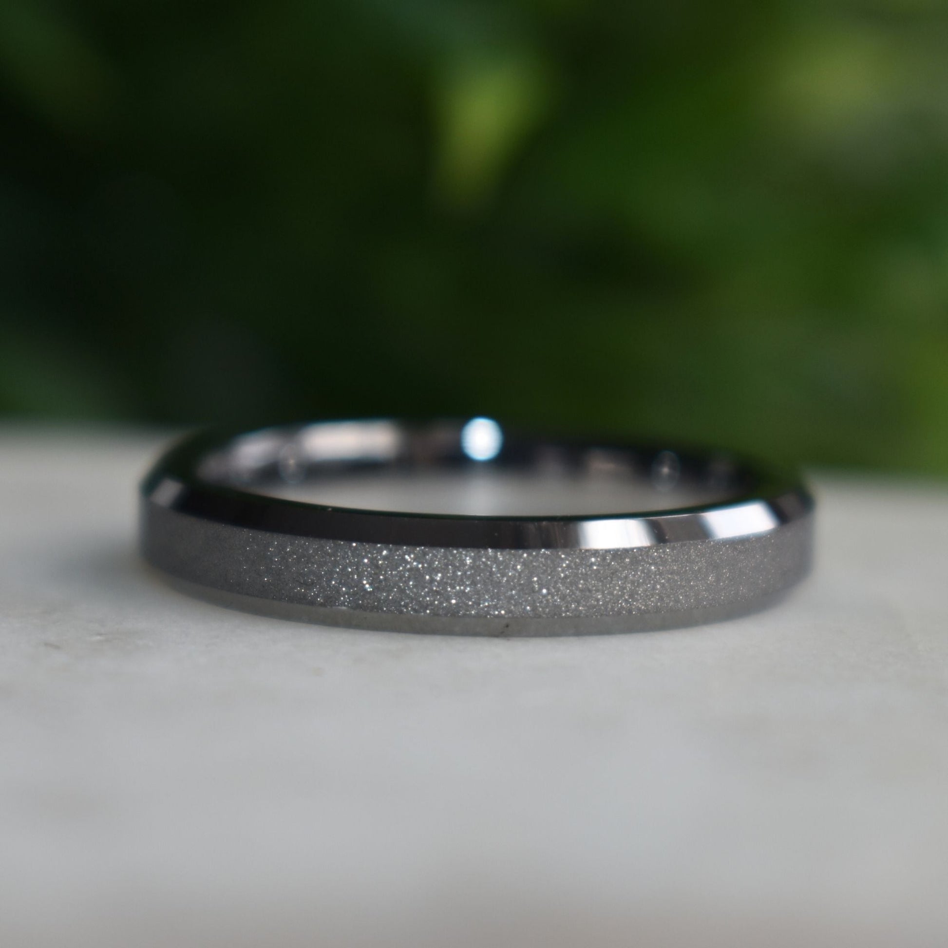 Tungsten 4mm Ring Silver Sandblasted Wedding Band - Tungsten Titans