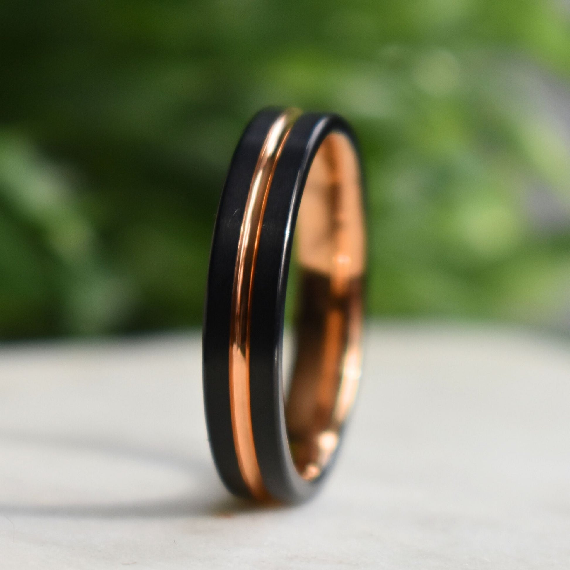Black Tungsten 5mm Ring with Rose Gold Center - Tungsten Titans