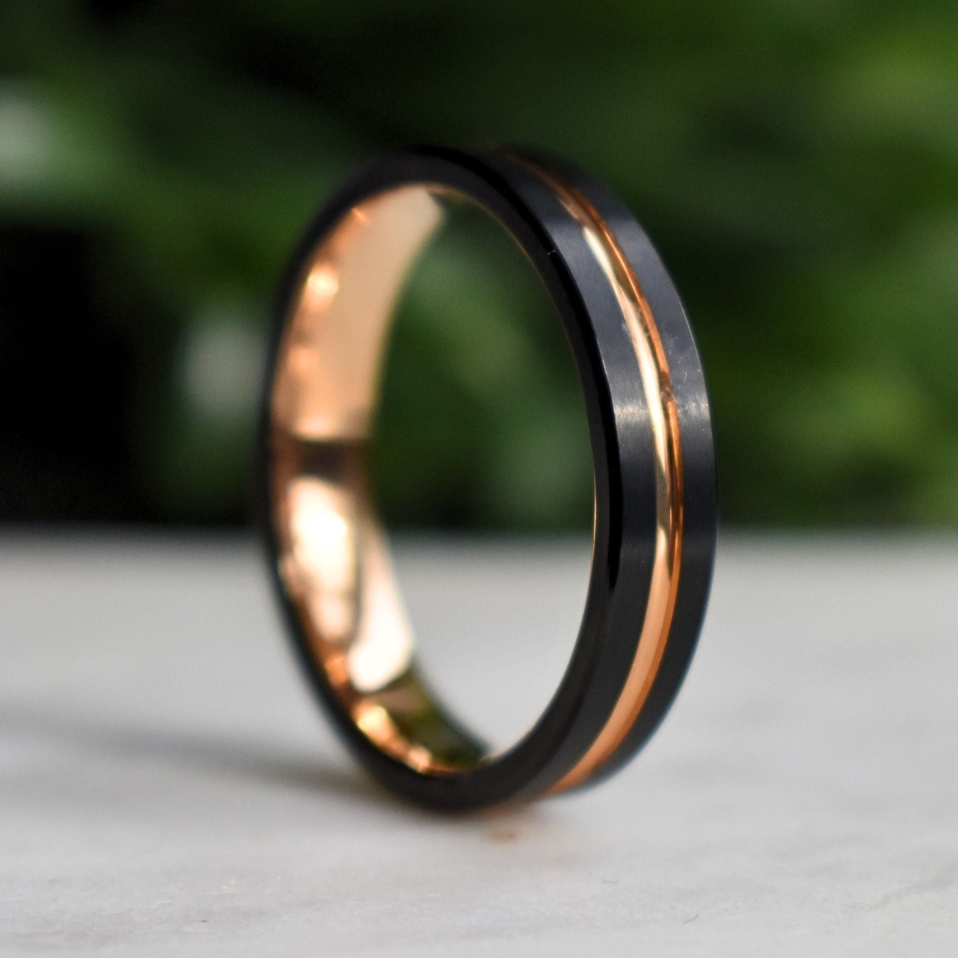 Black Tungsten 5mm Ring with Rose Gold Center - Tungsten Titans