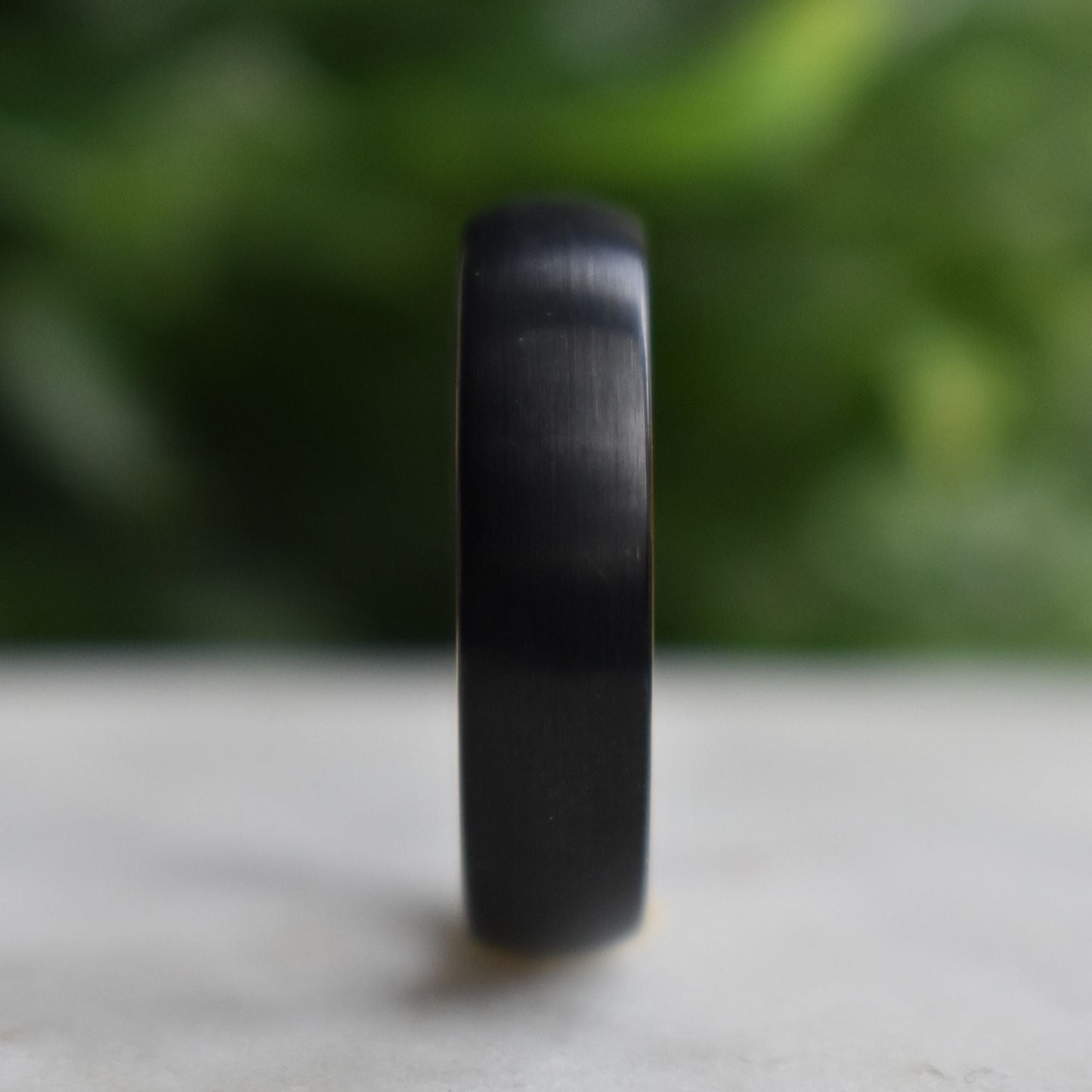 Black Brushed Tungsten 6mm Ring with Rose Gold Band - Tungsten Titans