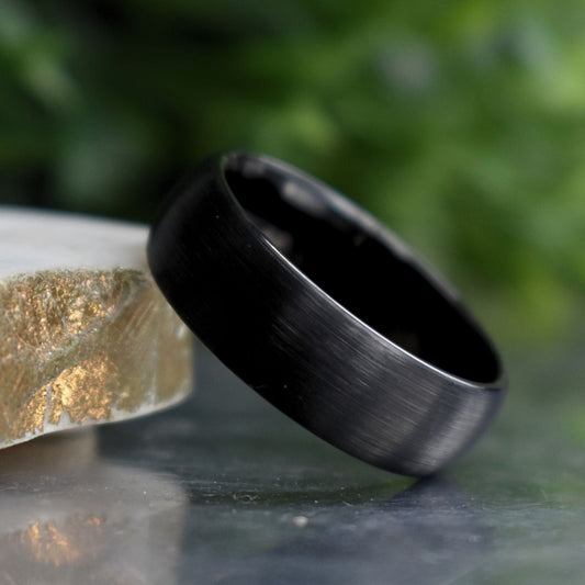 Black Brushed 8mm Tungsten Ring - Tungsten Titans