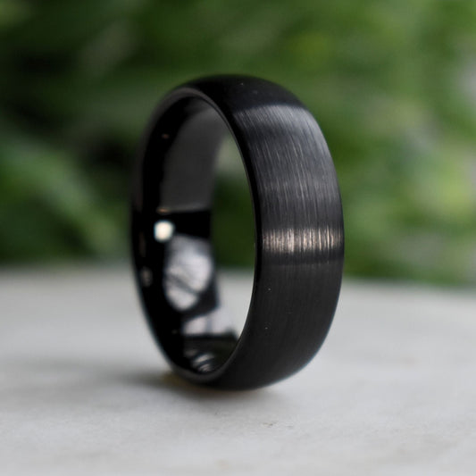 Black Brushed 8mm Tungsten Ring - Tungsten Titans