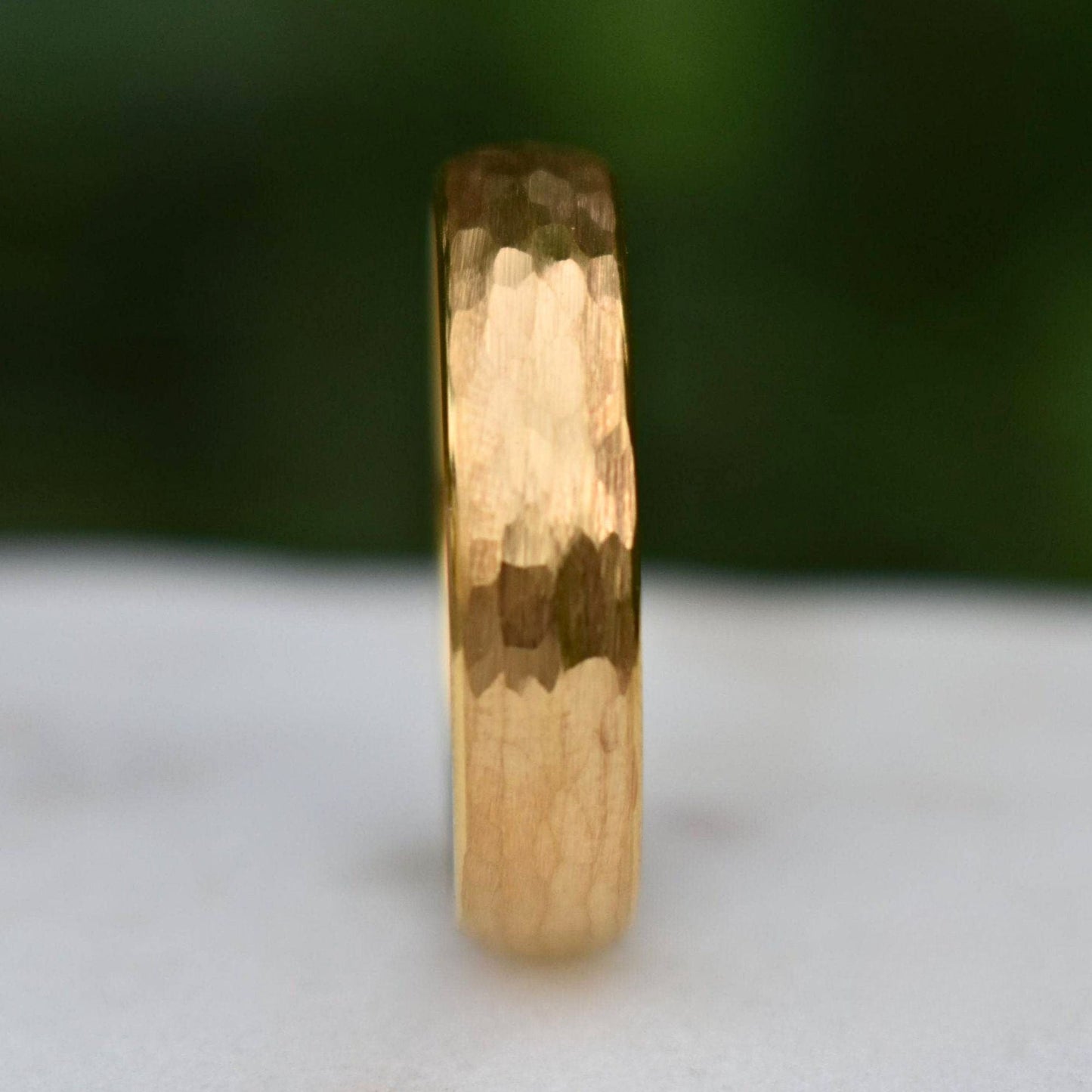 Tungsten 6mm Ring Hammered Gold with Comfort fit band - Tungsten Titans