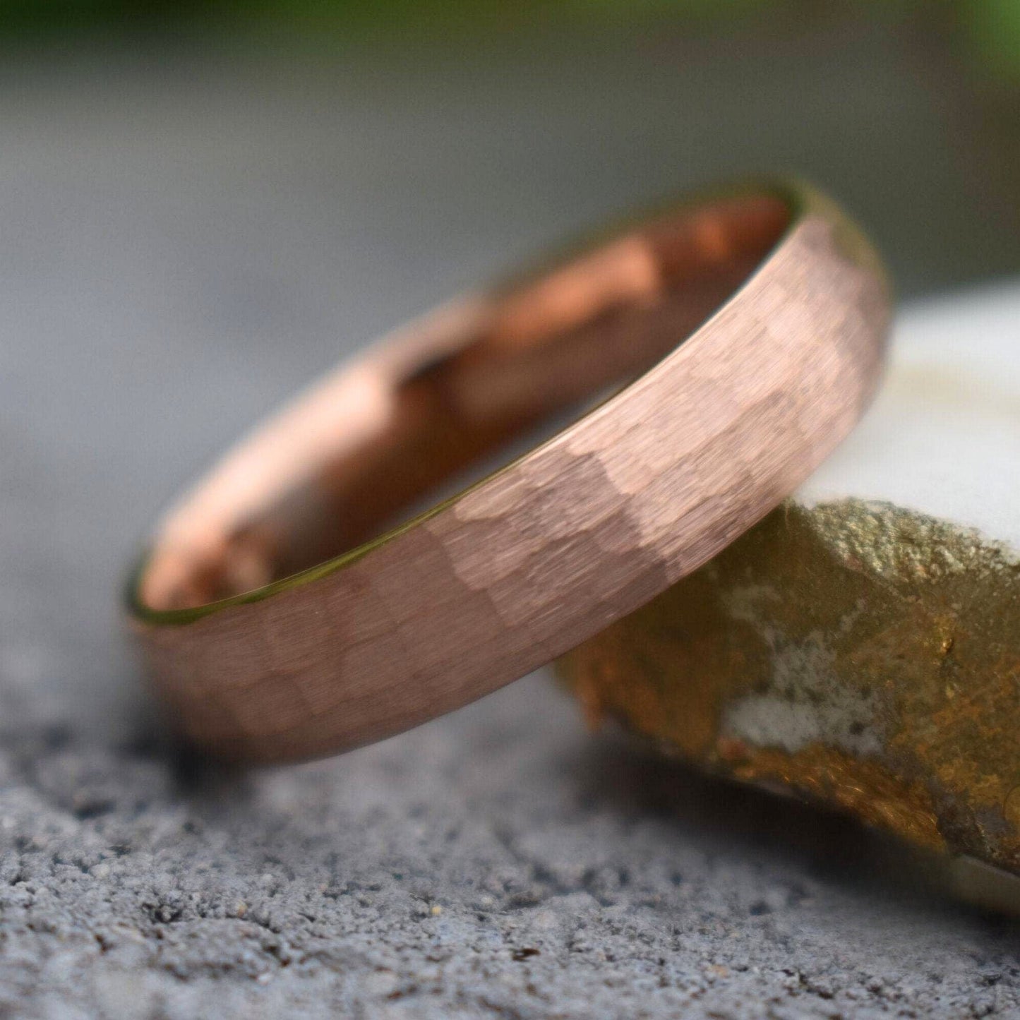 Tungsten 6mm Ring Hammered Rose Gold with Comfort fit band - Tungsten Titans