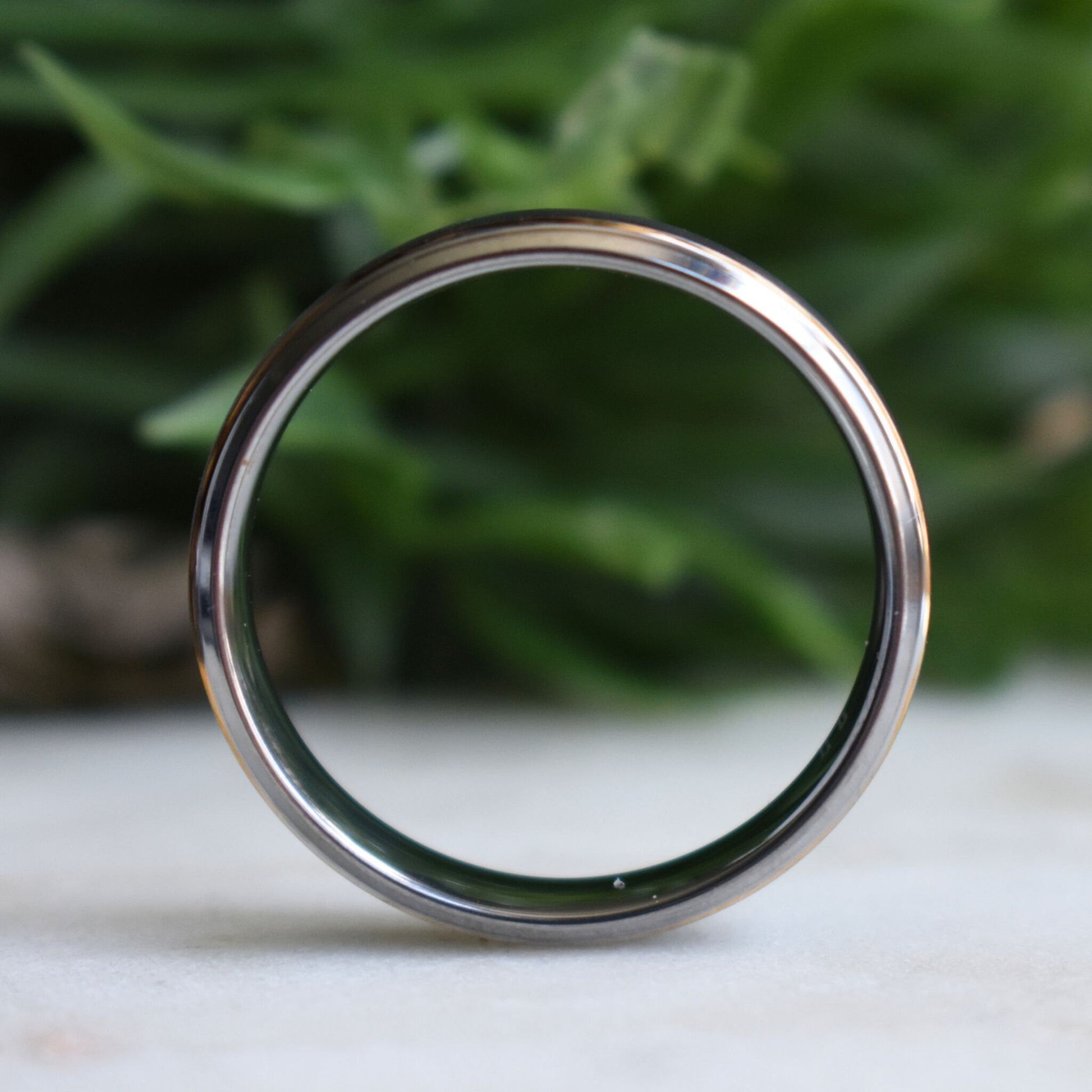 Tungsten 6mm Black Ring with Silver Edges