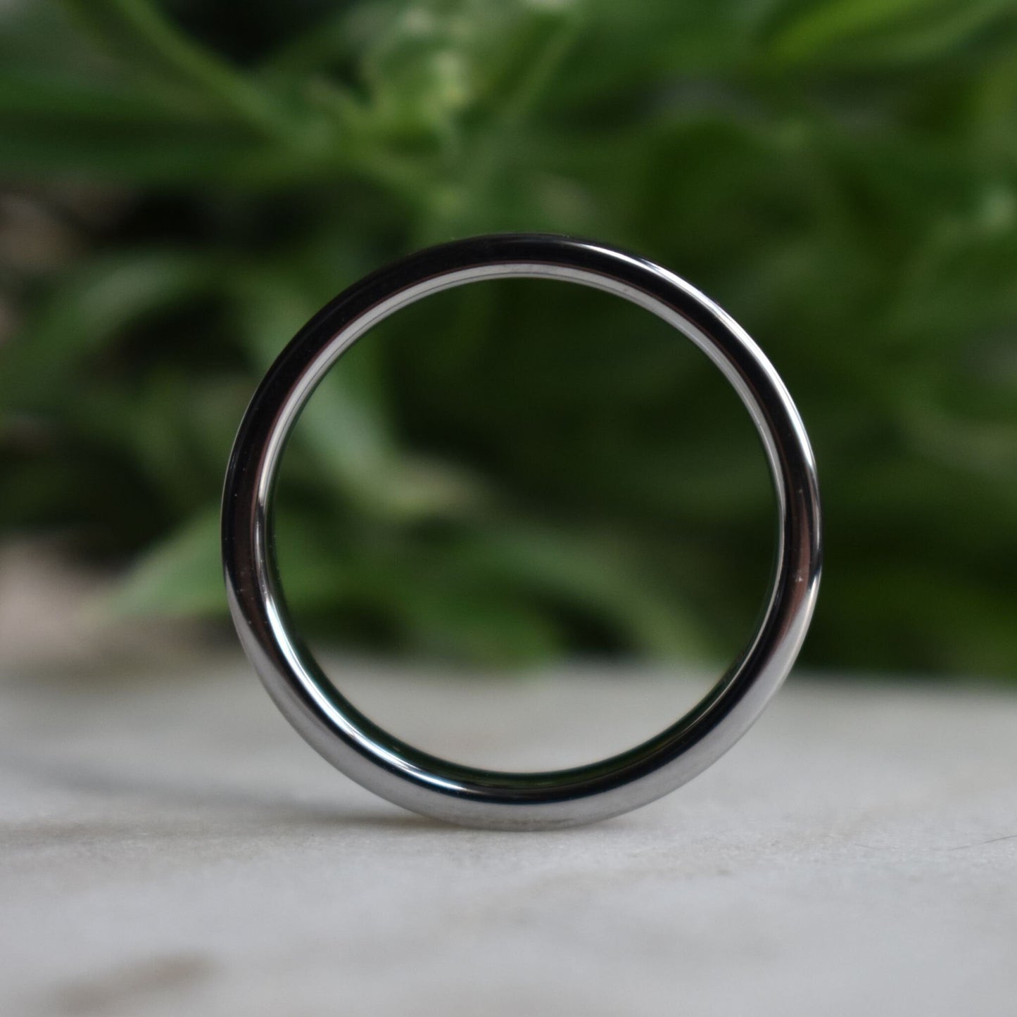 Tungsten 4mm Ring with Amethyst Inlay